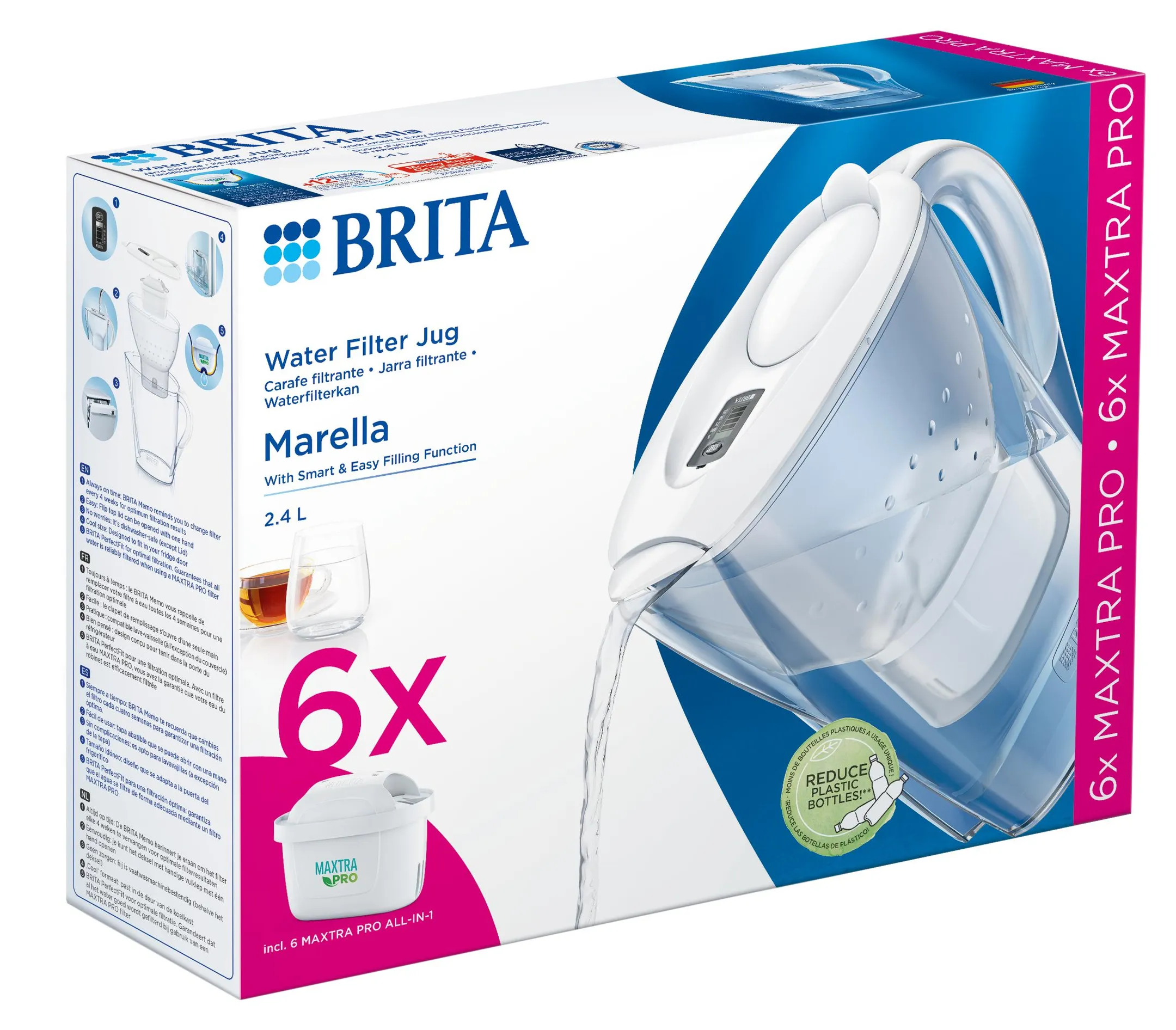 Brita Filter Carafe Marella Cool White + 6 Maxtra Pro All-in-1 cartridges image
