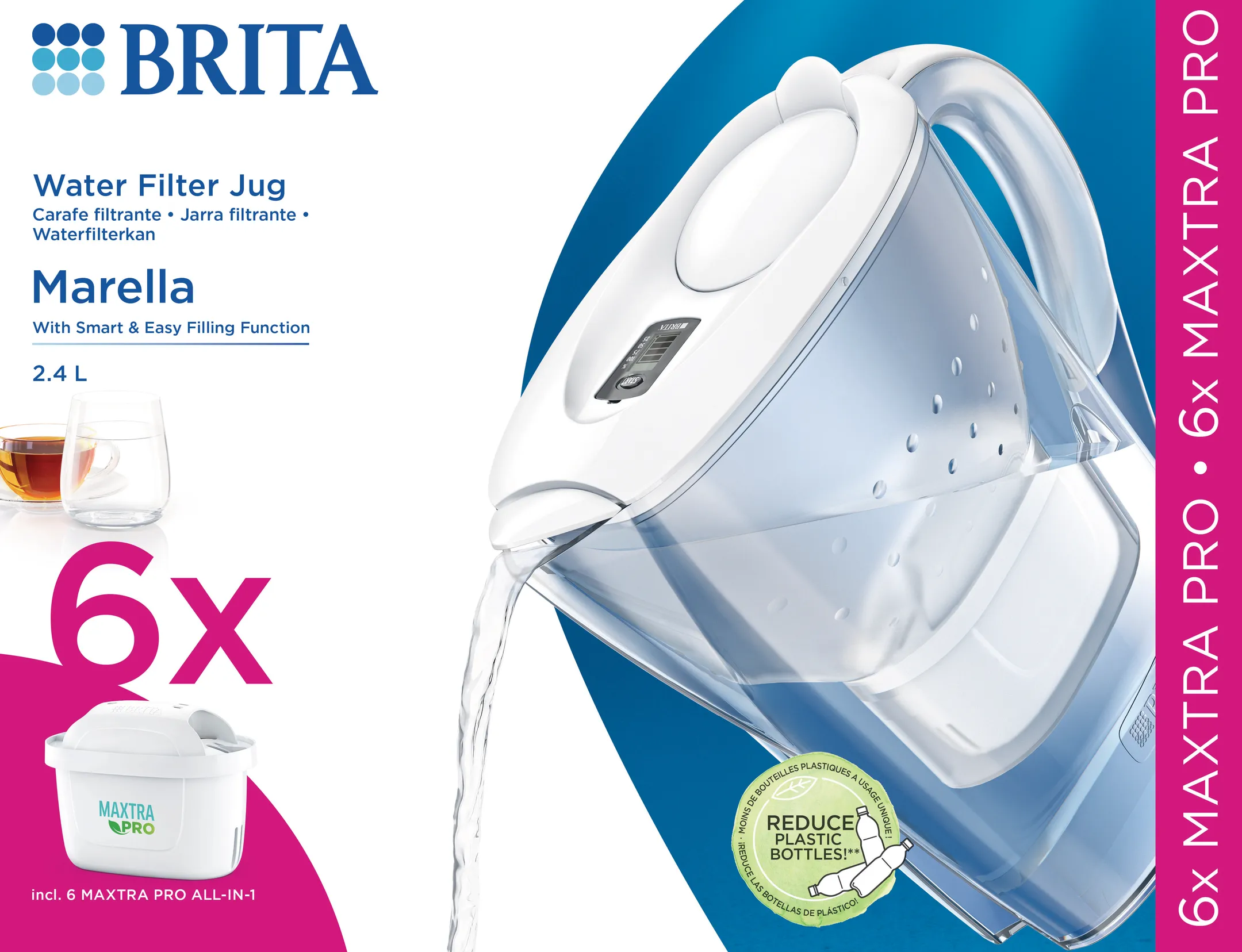 Brita Filter Carafe Marella Cool White + 6 Maxtra Pro All-in-1 cartridges image