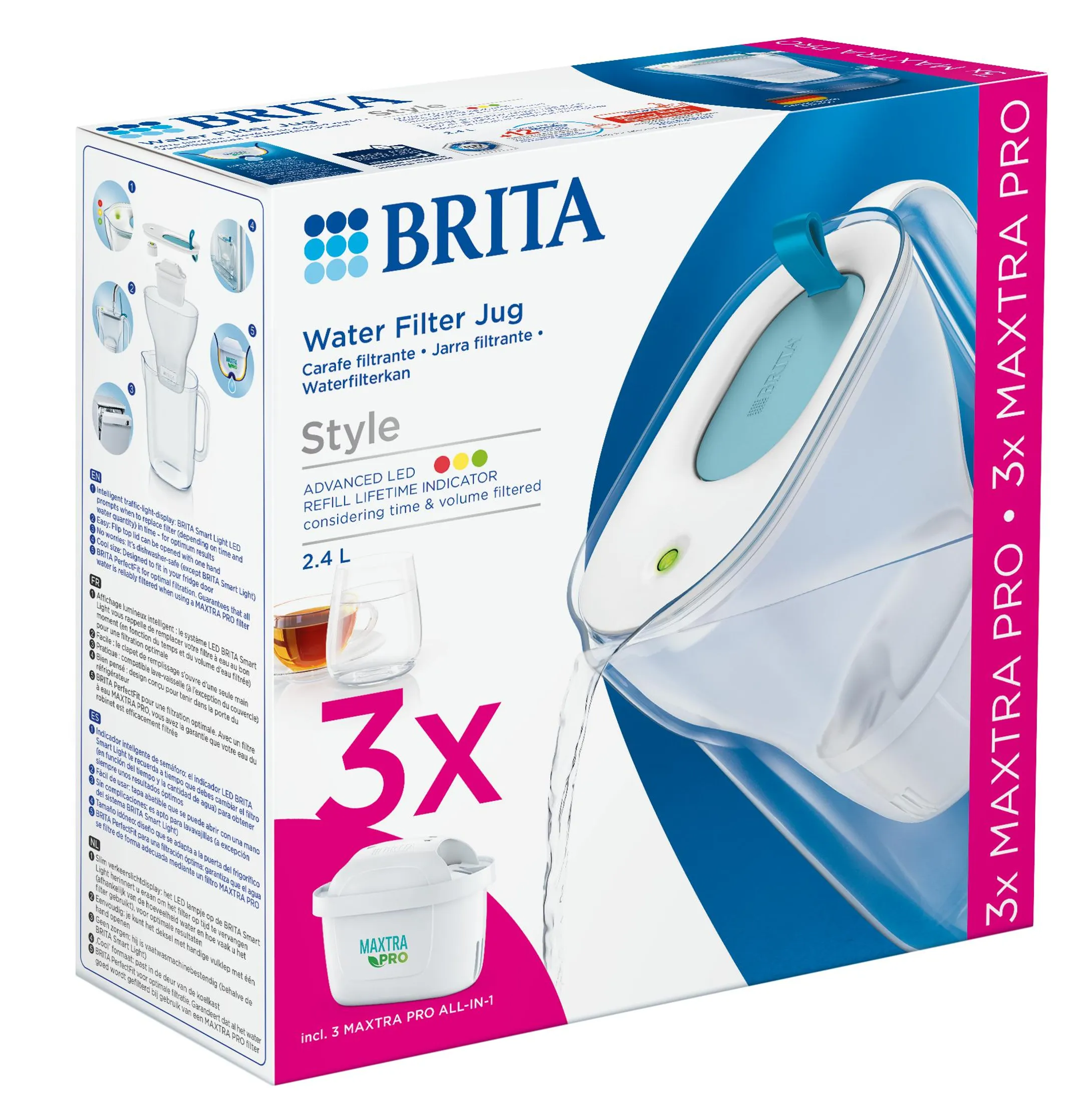 Brita Pack carafe filter Style Cool blue & 3 Maxtra PRO All-in-1 filter cartridges image
