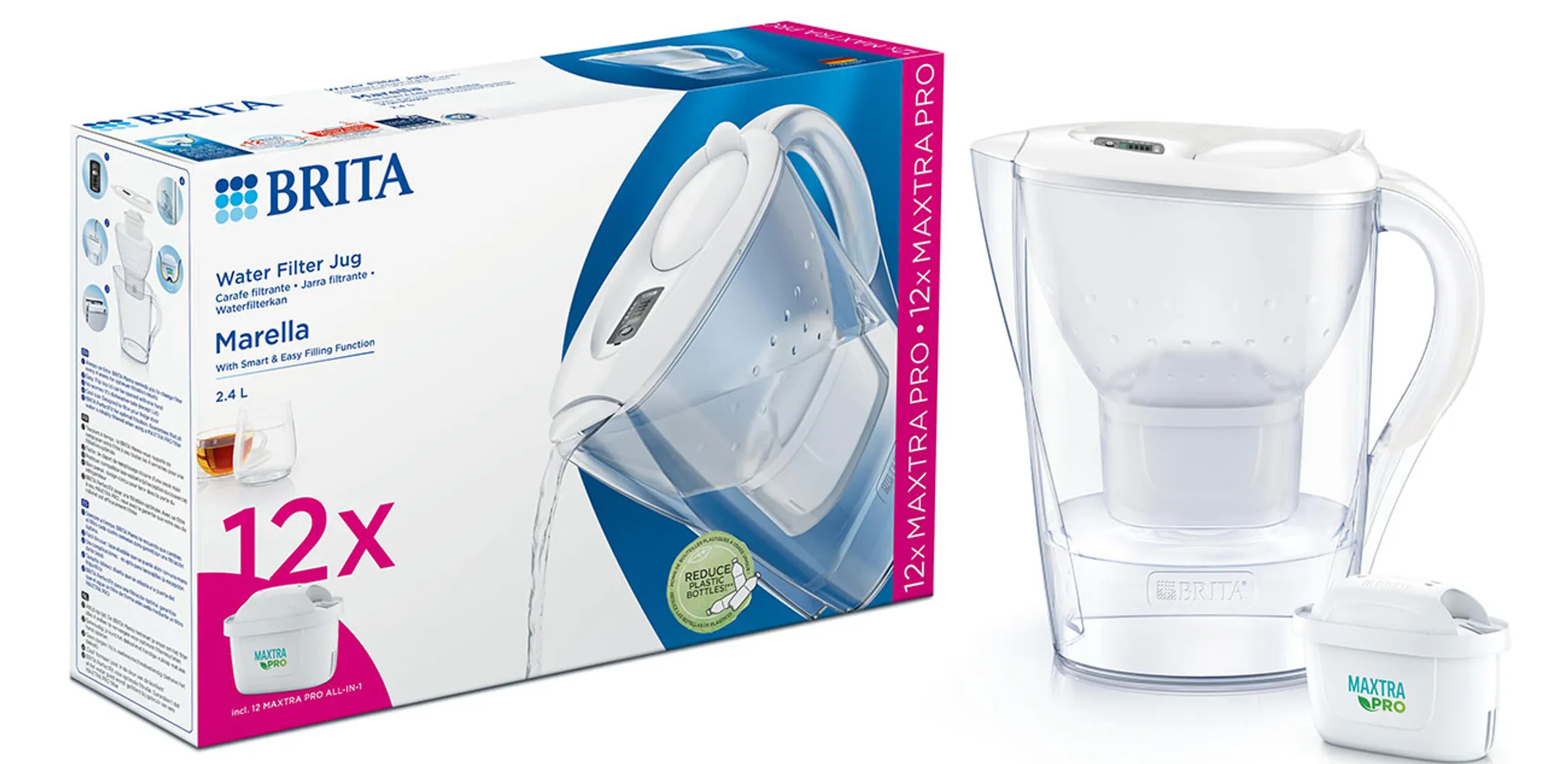 Brita Filter Carafe Marella Cool White + 12 Maxtra Pro All-in-1 cartridges image