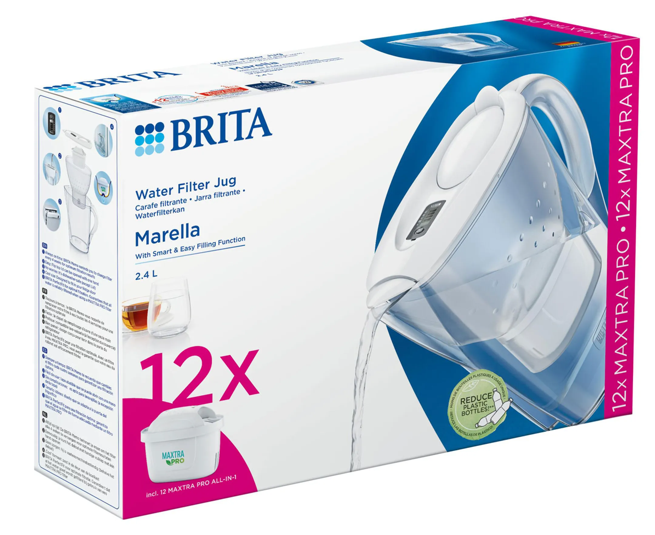 Brita Filter Carafe Marella Cool White + 12 Maxtra Pro All-in-1 cartridges image