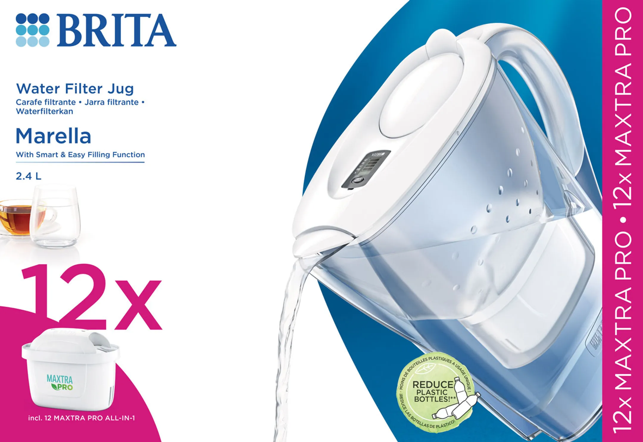 Brita Filter Carafe Marella Cool White + 12 Maxtra Pro All-in-1 cartridges image