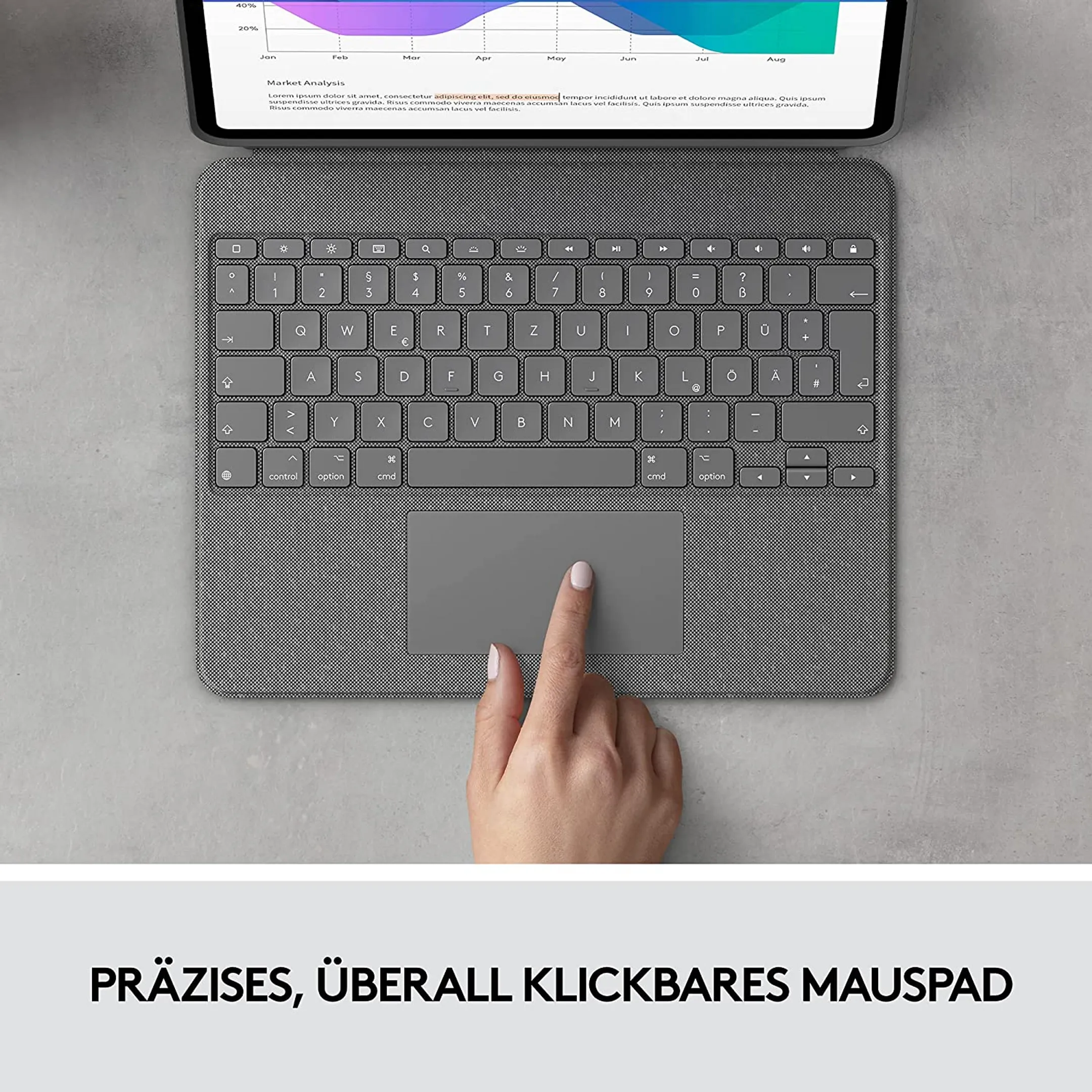 Logitech Tastatur-Case Combo Touch für iPad Pro 12,9" (5th & 6th Gen) - QWERTZ (DE) - Oxford Grey image