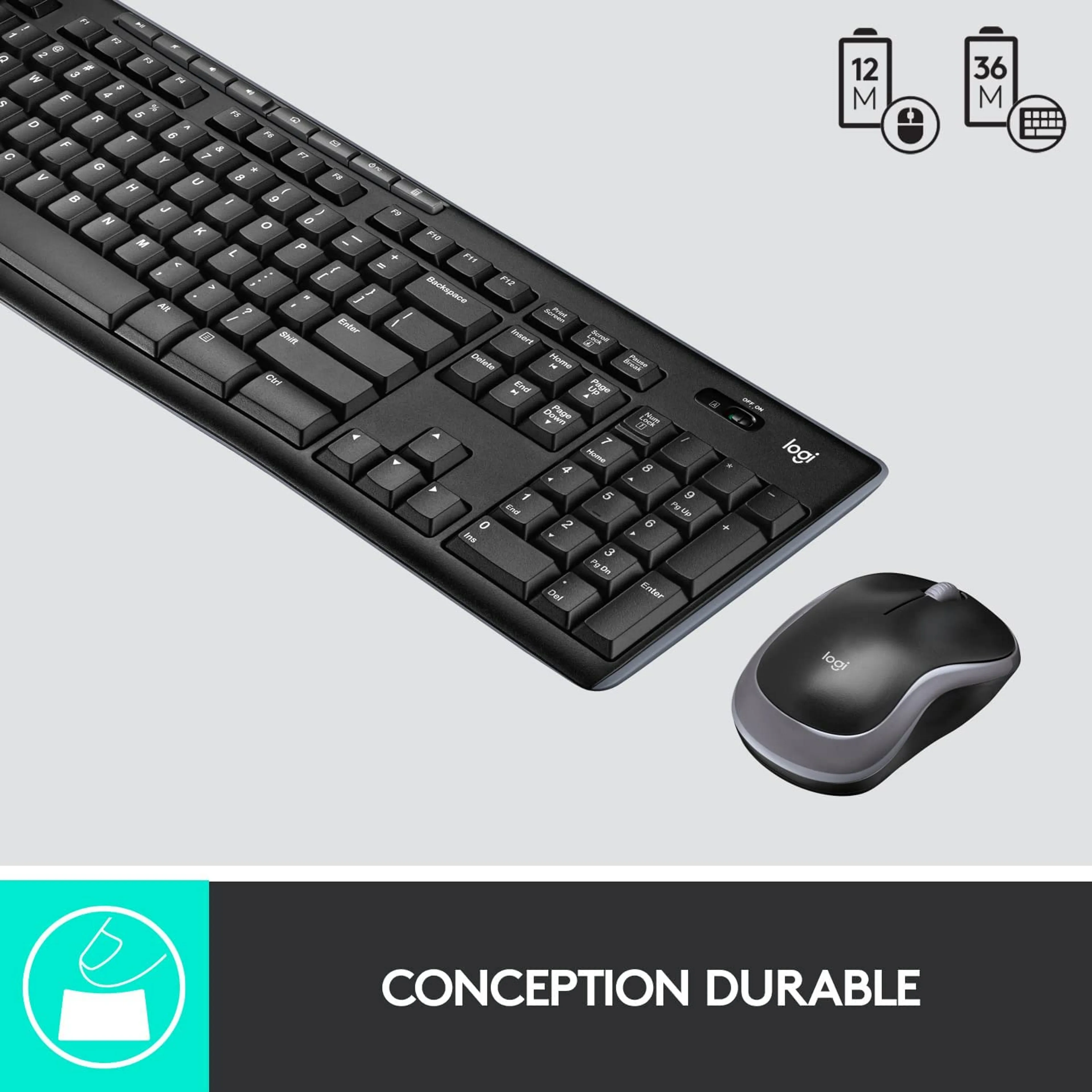Logitech Clavier + Souris sans Fil MK270 - QWERTY (ES) - Noir image