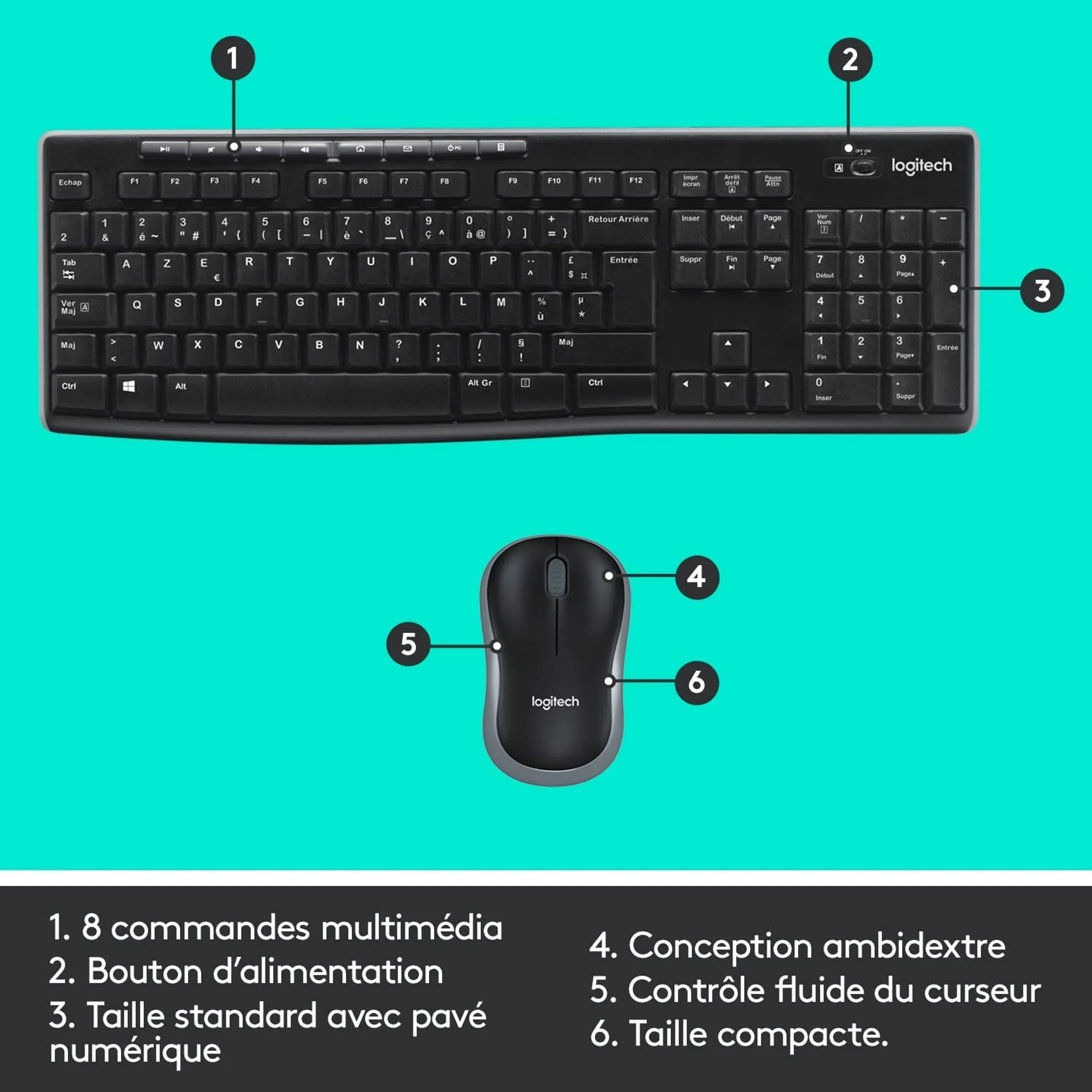 Logitech Clavier + Souris sans Fil MK270 - QWERTY (ES) - Noir image