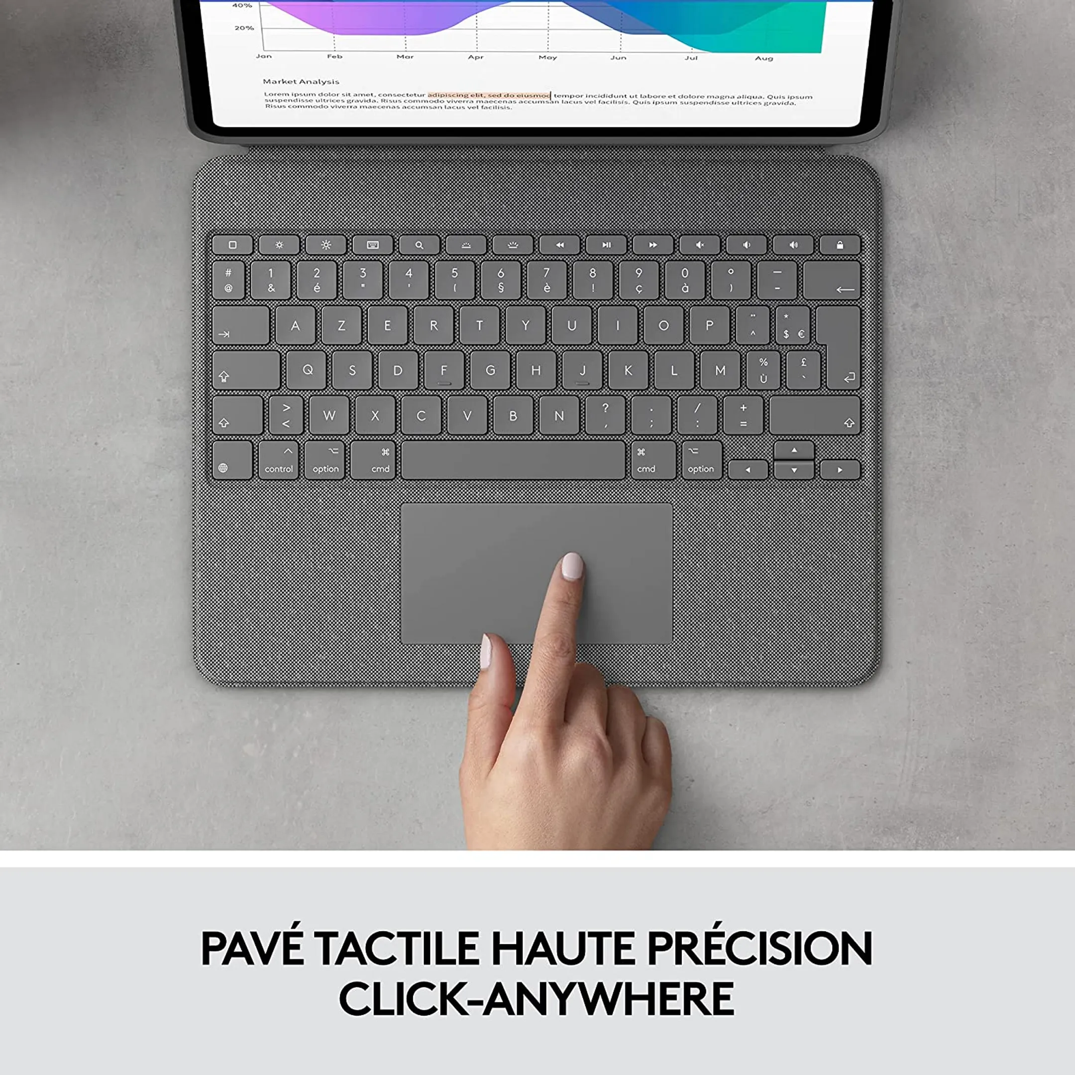 Logitech Etui Clavier Combo Touch pour iPad Pro 12,9" (5th & 6th Gen) - QWERTZ (DE) - Oxford Grey image
