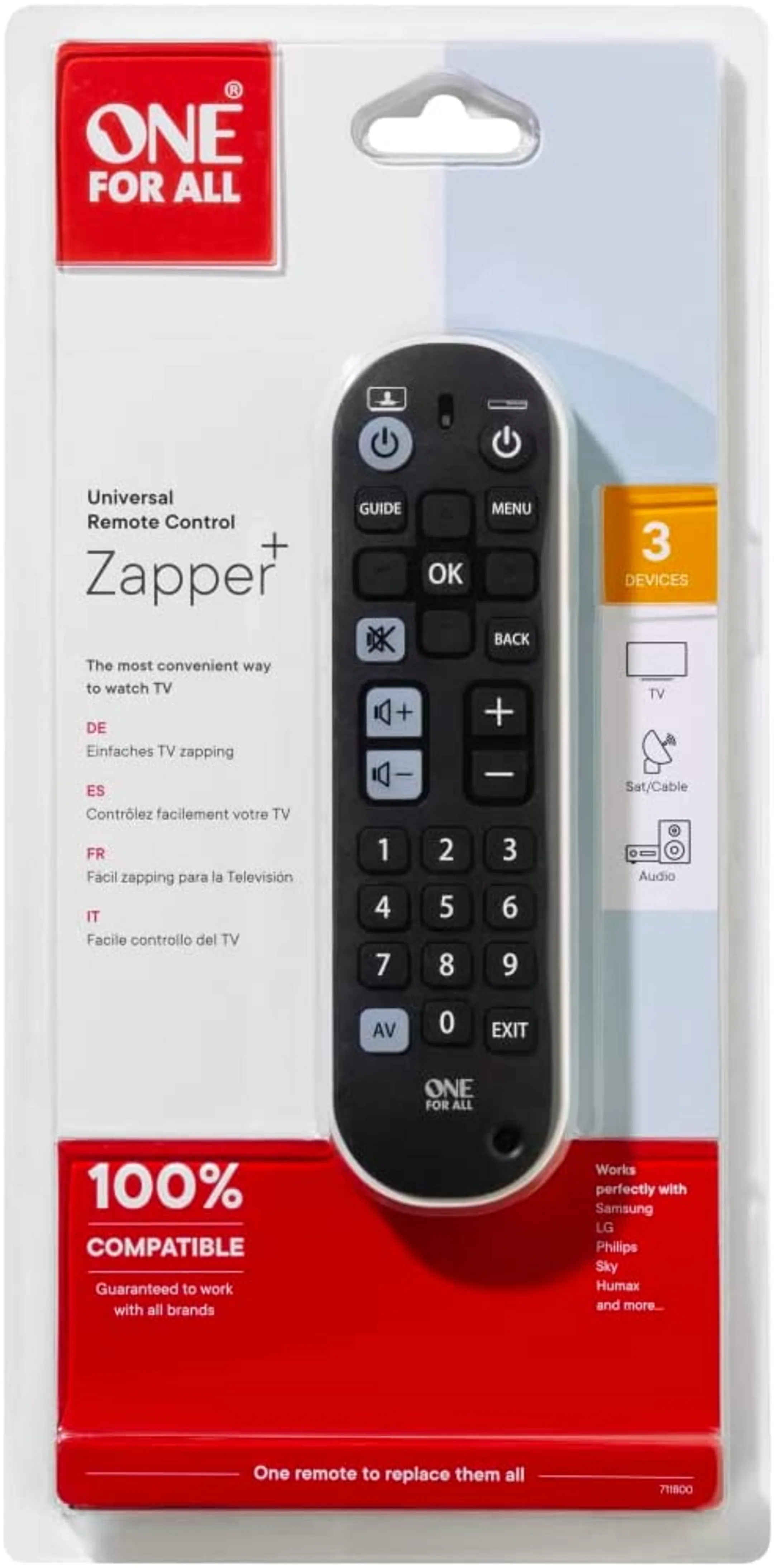 One For All Universal Remote Zapper+ URC 6820 - Black image