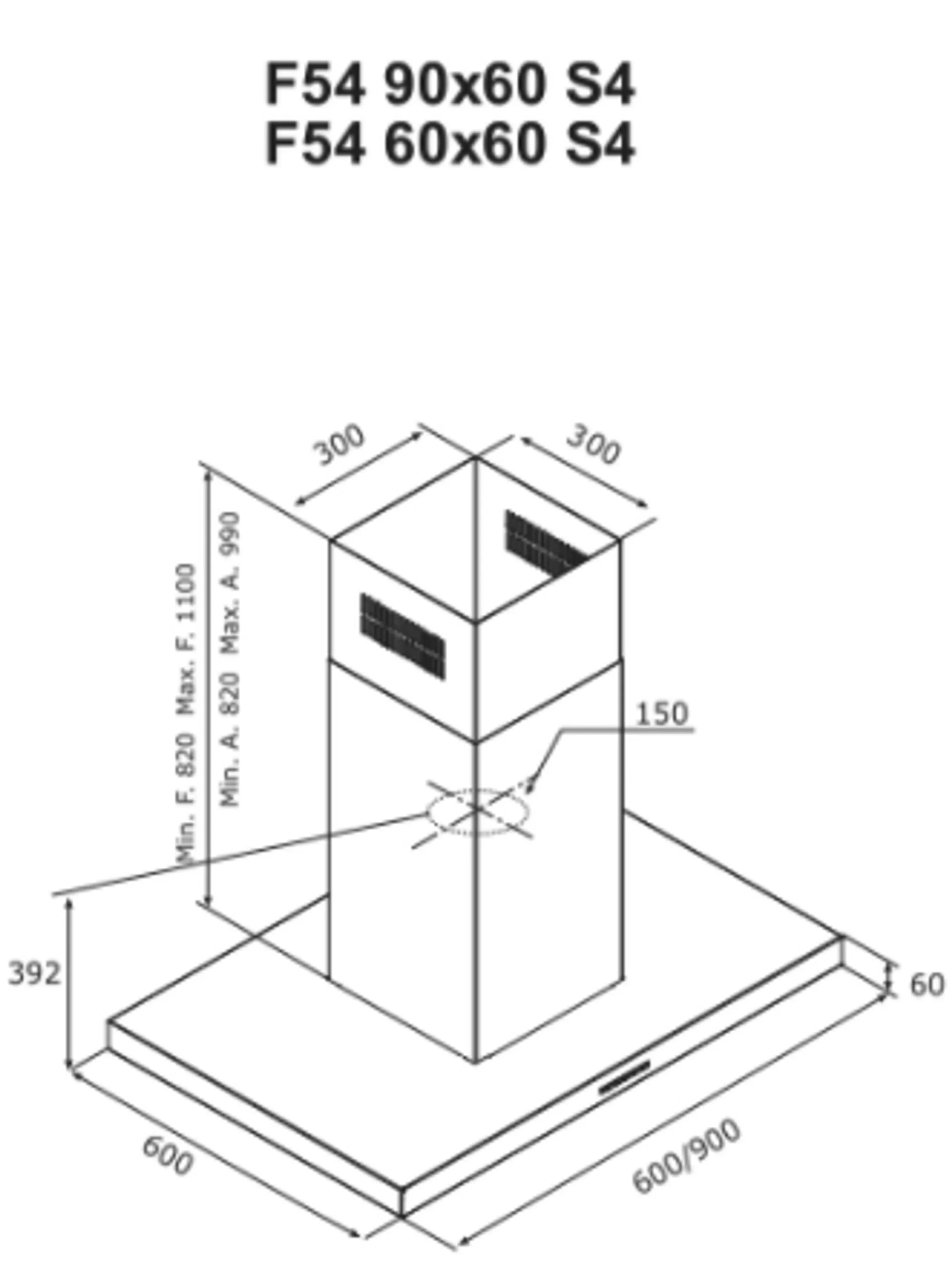 Airforce Hotte îlot ISLAND F54 F54S4TOTALBK - Noir image