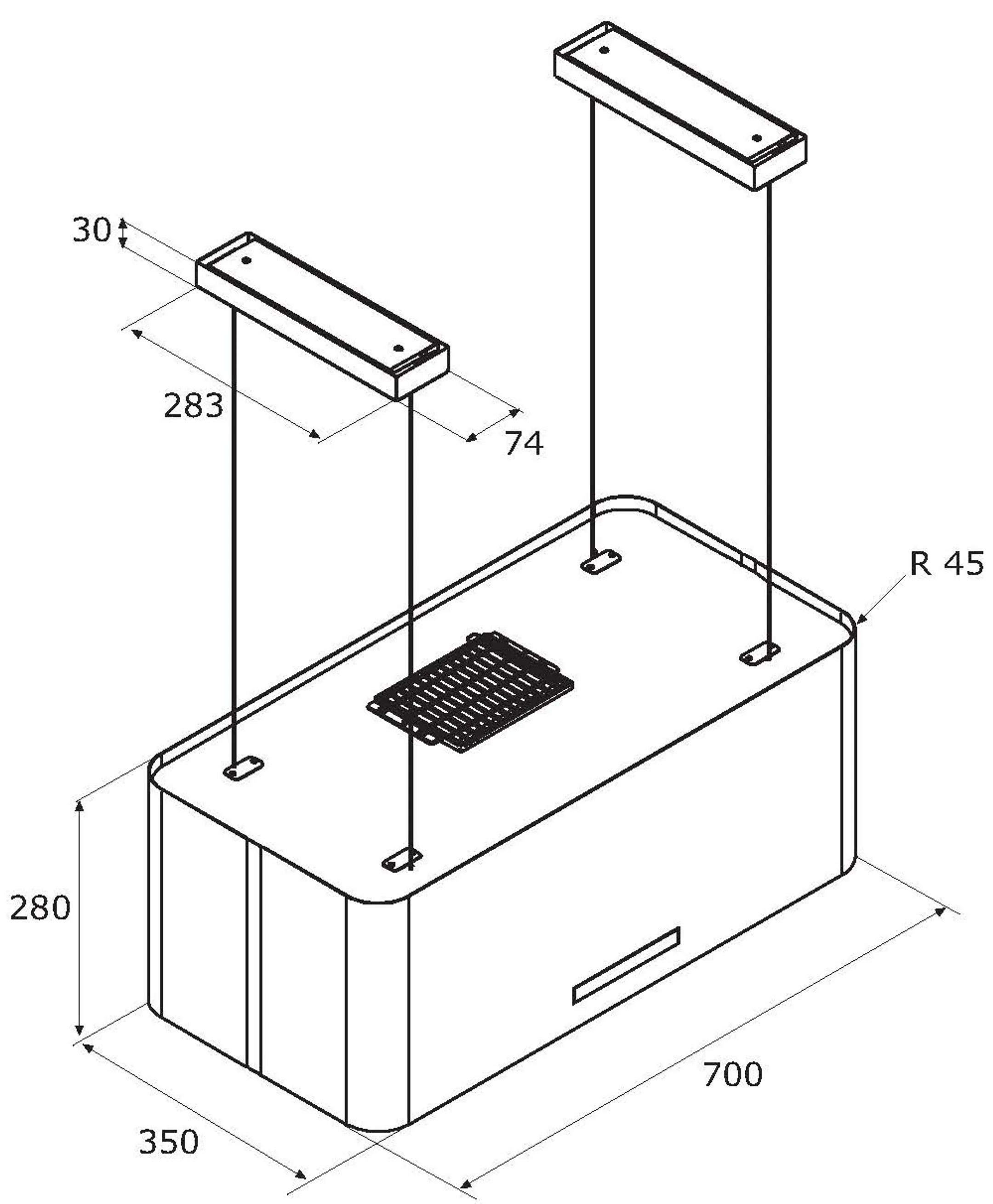 Airforce Hotte îlot STAR F181XXLBKTLC - Noir image