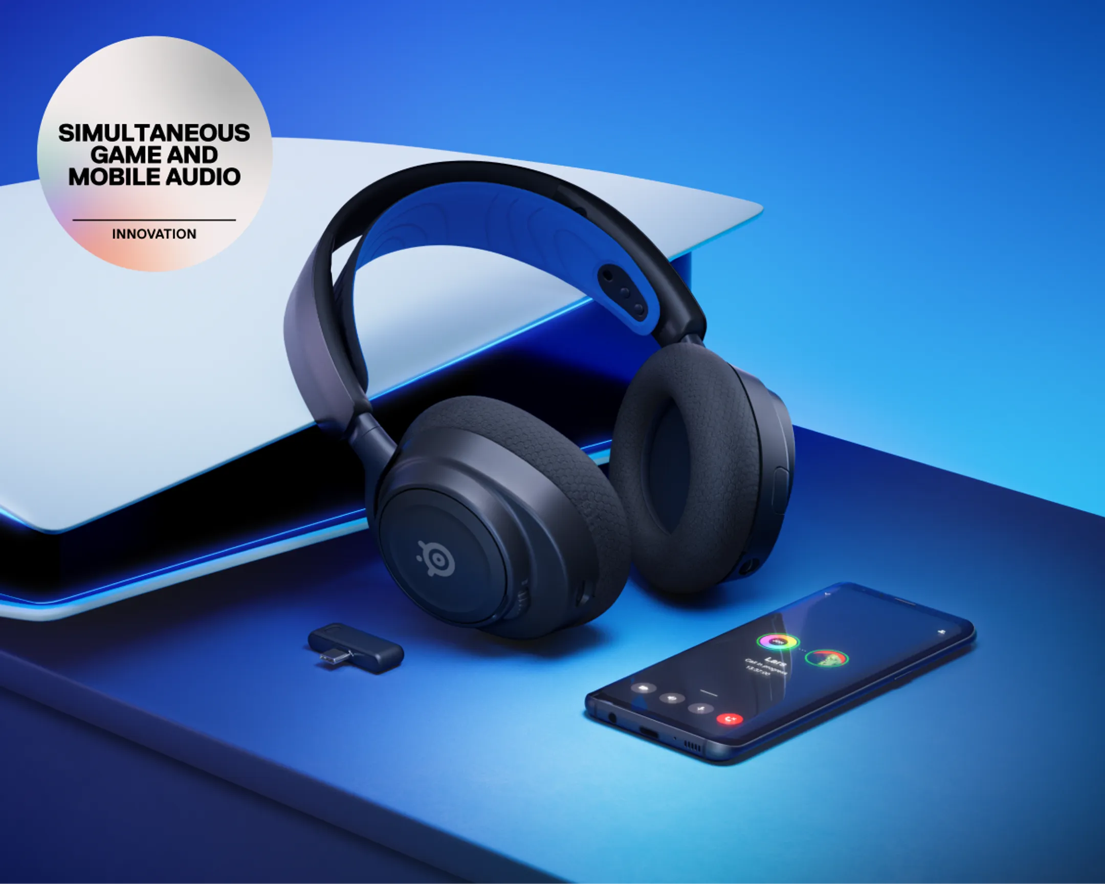 Steelseries Kabellose Gaming-Kopfhörer - Arctis Nova 7P - PS5/PS4/PC - Schwarz/Blau image