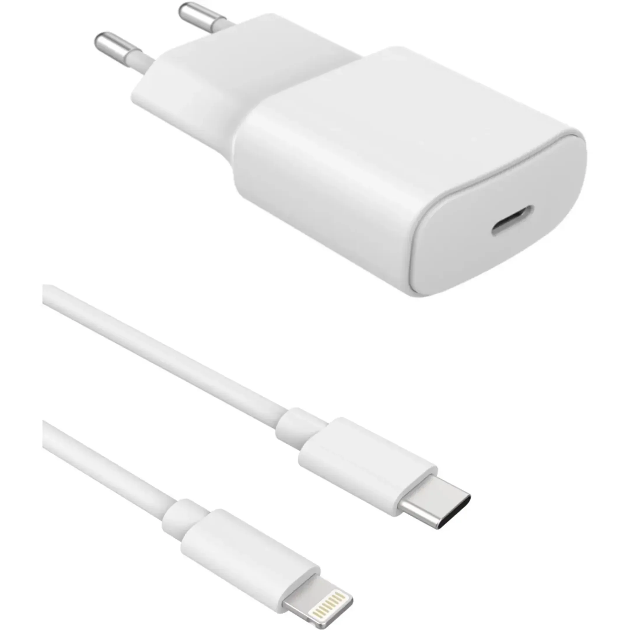 Chargeur secteur USB-C 20 W + cable Lightning - Blanc