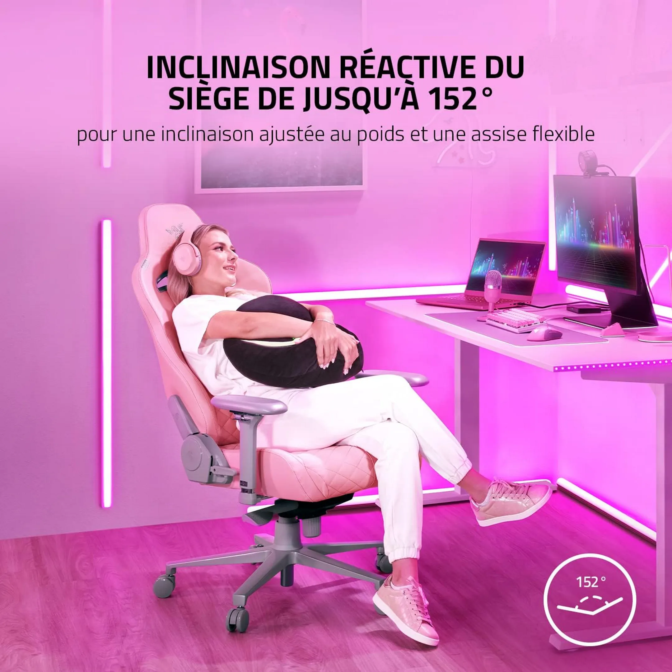 Razer Chaise Gaming Enki Quartz - Rose image