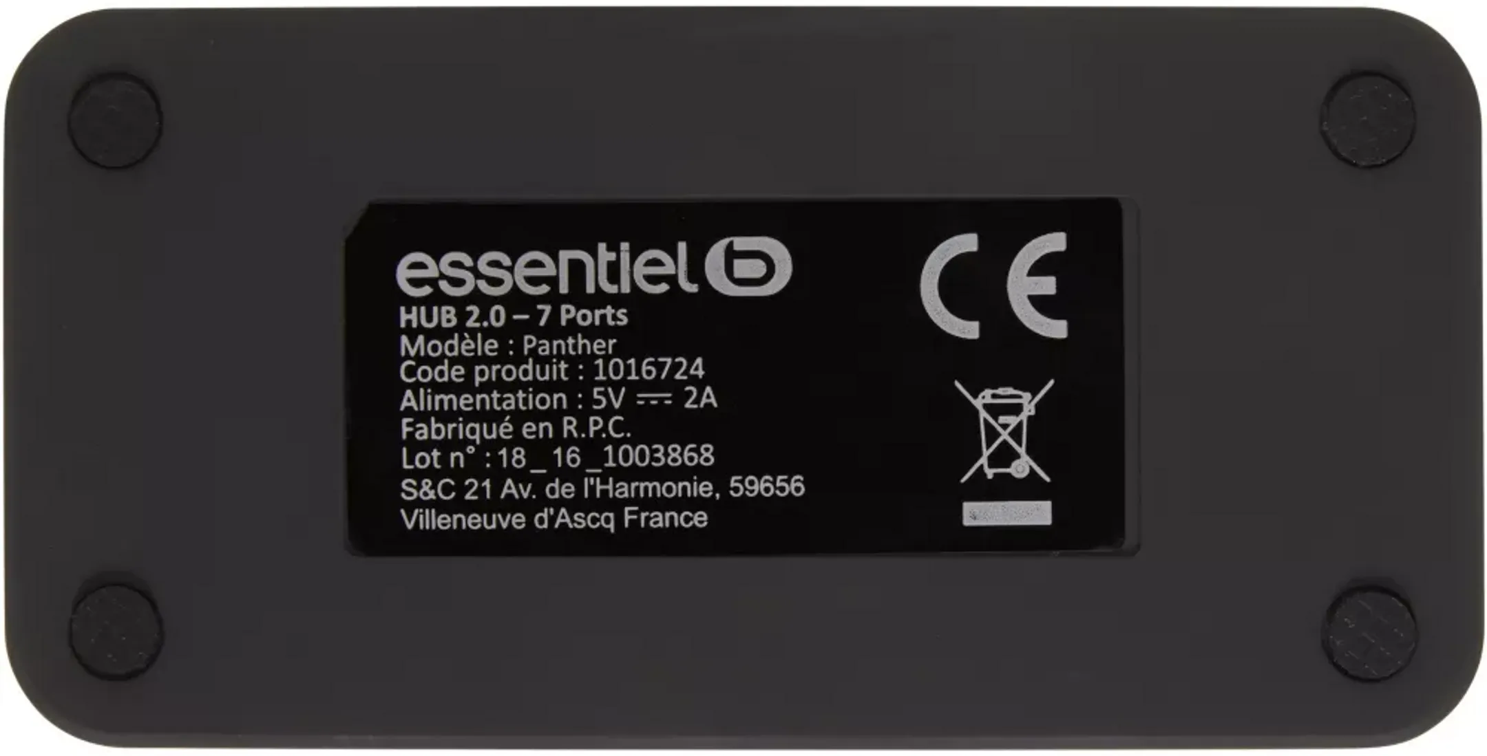 ESSENTIEL-B Panther USB-A 2.0 Hub - 7 Anschlüsse - Schwarz image