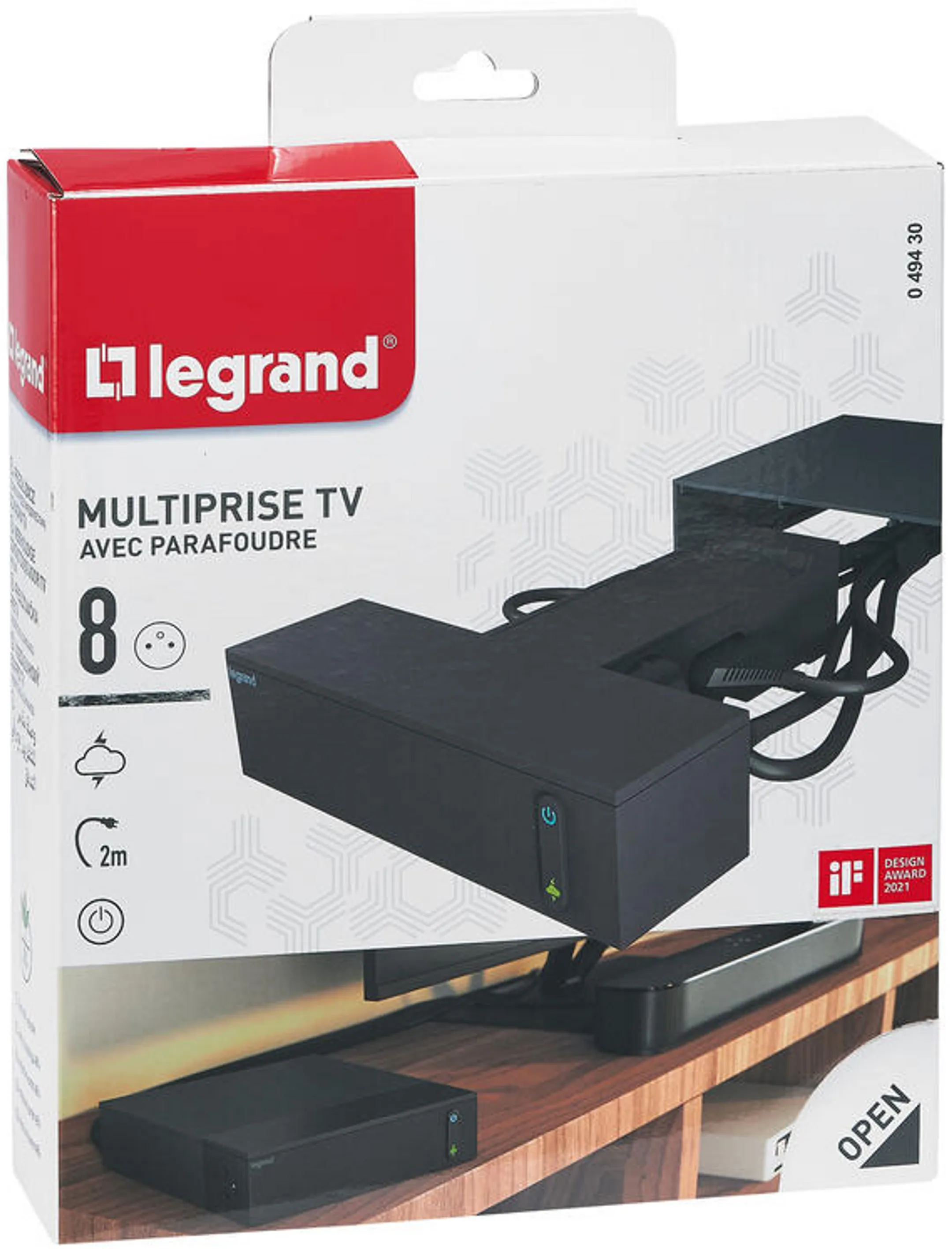 LEGRAND TV Corner Multi-socket - 8 Sockets - Black  image