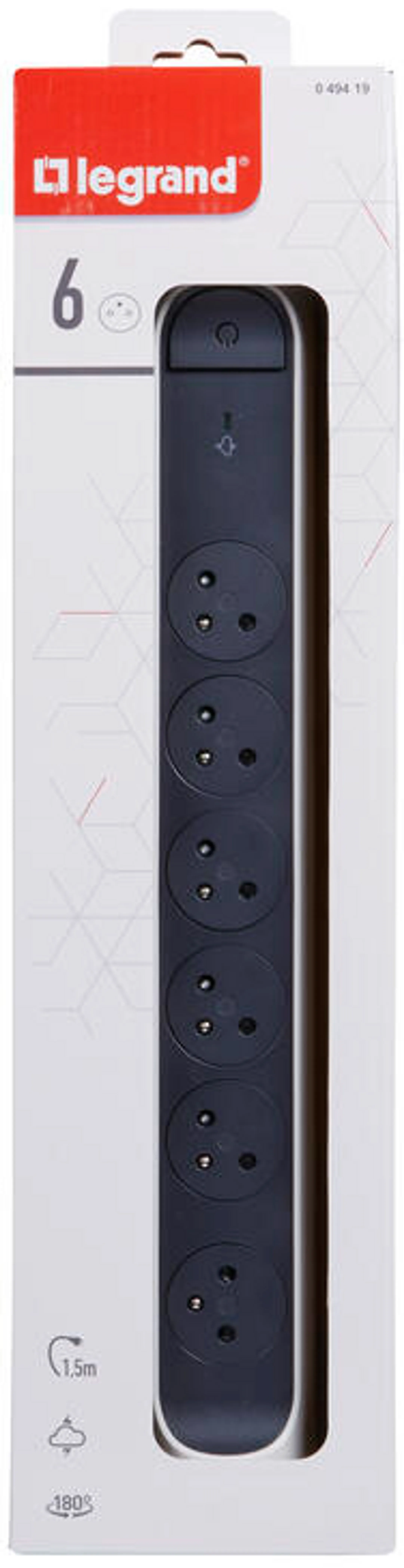 LEGRAND Rotating Surge Protector - 6 Outlets - White/Black image