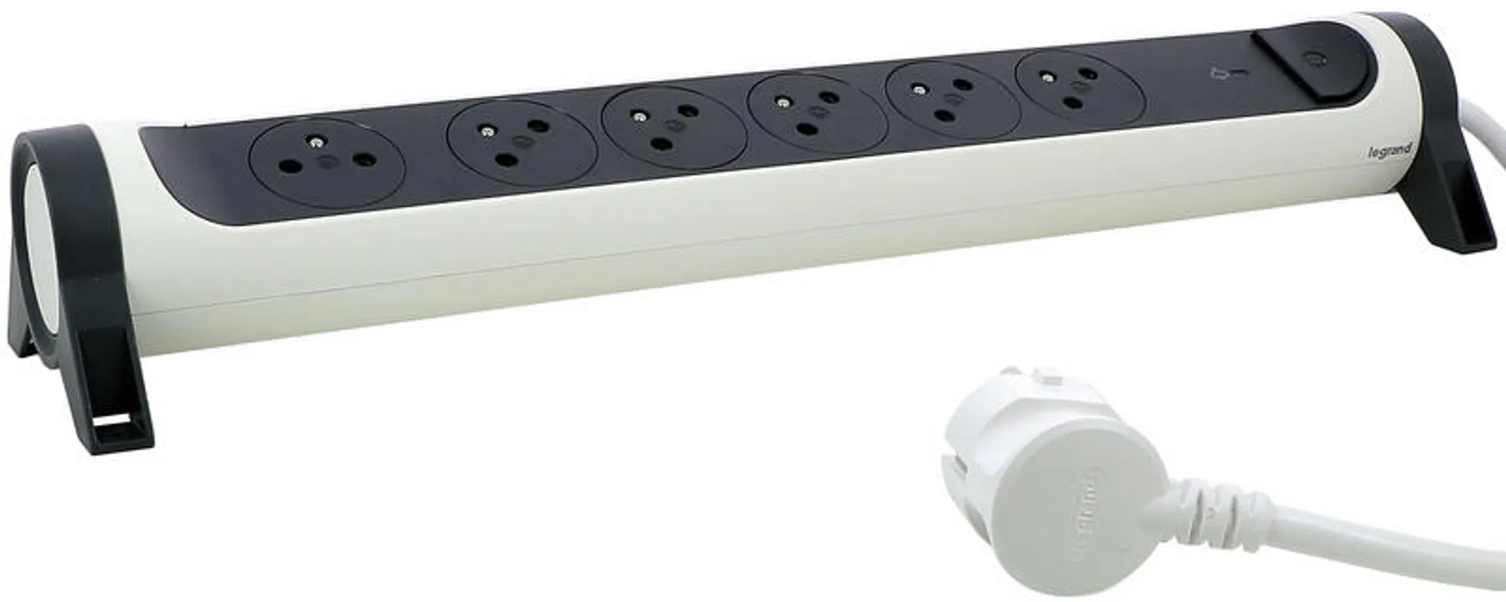 Multiprise Rotative Parafoudre - 6 Prises - Blanc/Noir