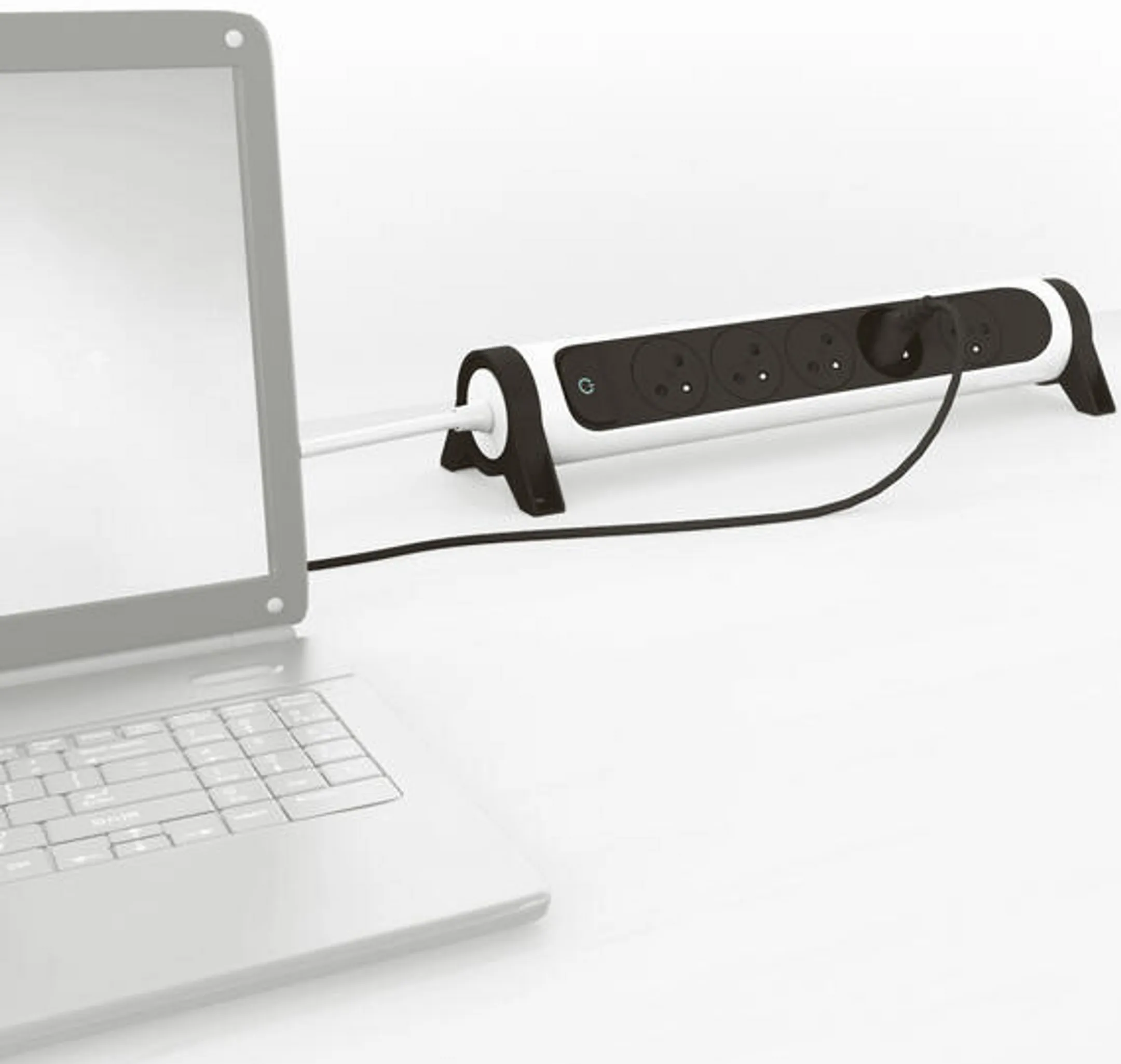 LEGRAND Rotating Power Strip - 5 Sockets - White/Black image