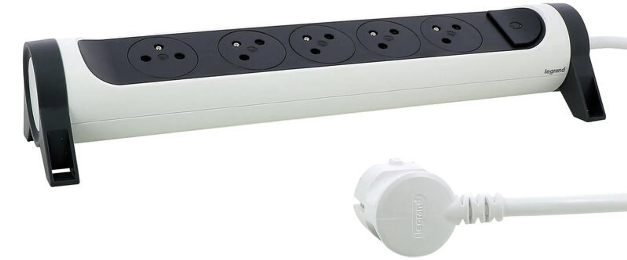Multiprise Rotative - 5 Prises - Blanc/Noir