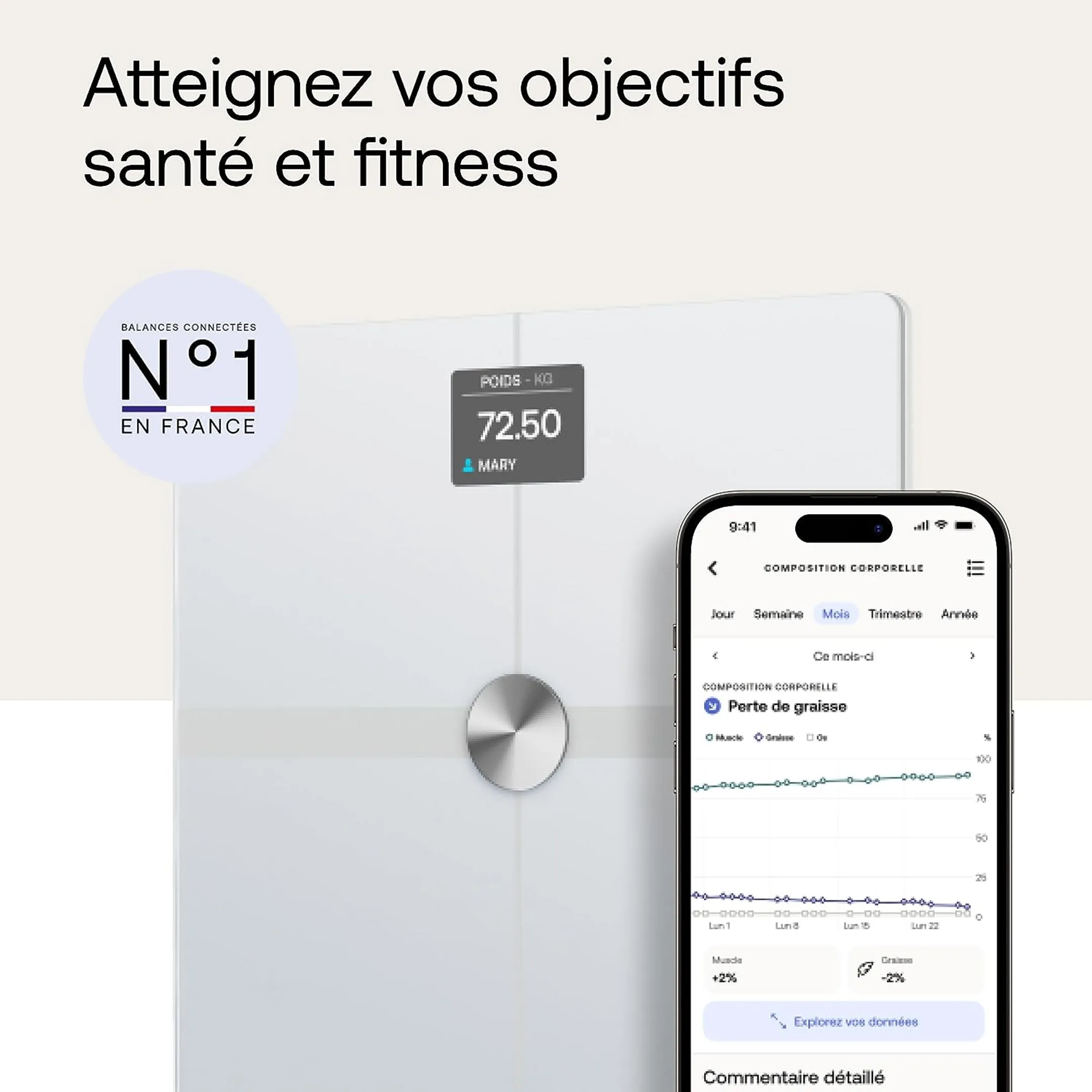 WITHINGS Pèse Personne Connecté Body Comp - Blanc image