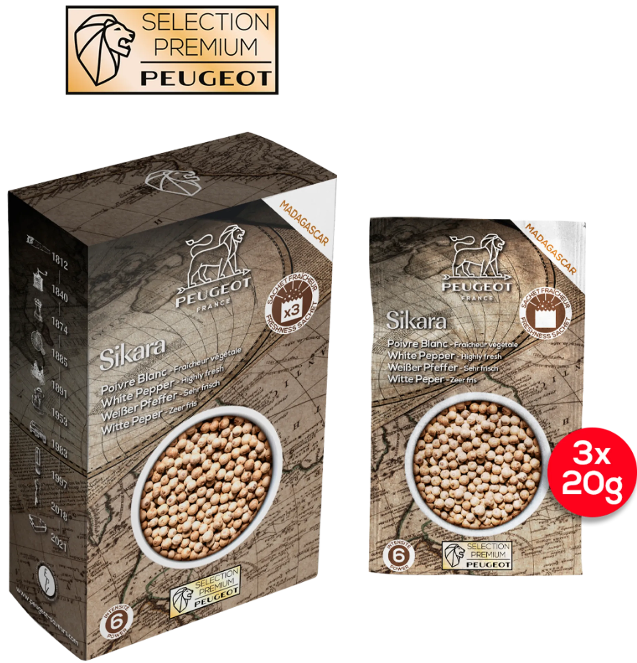 Weißer Pfeffer aus Madagaskar - Sikara - 60g (3x20g)