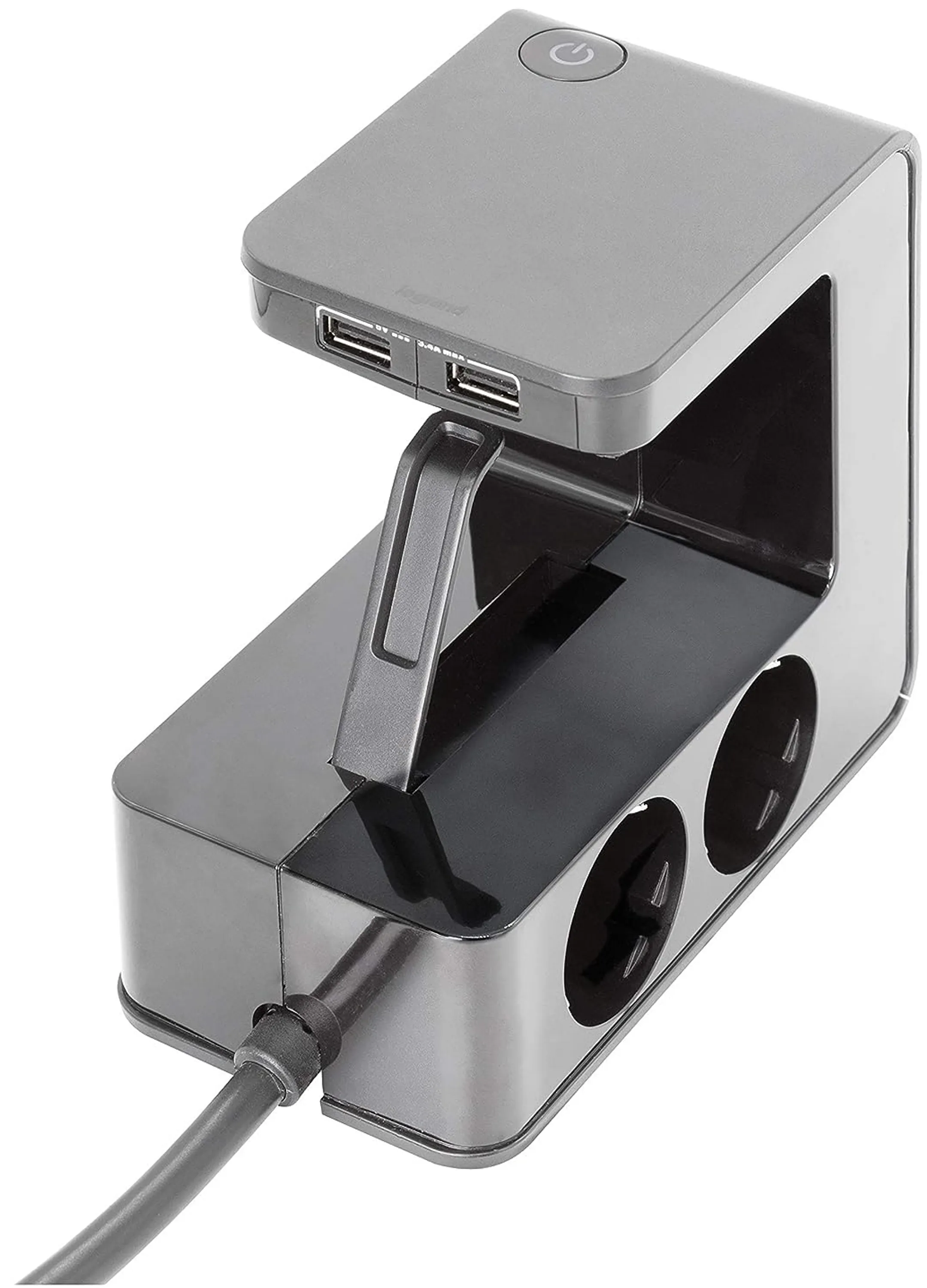 LEGRAND Clip-On Power Strip - 4 Outlets + 2 USB-A - Black image