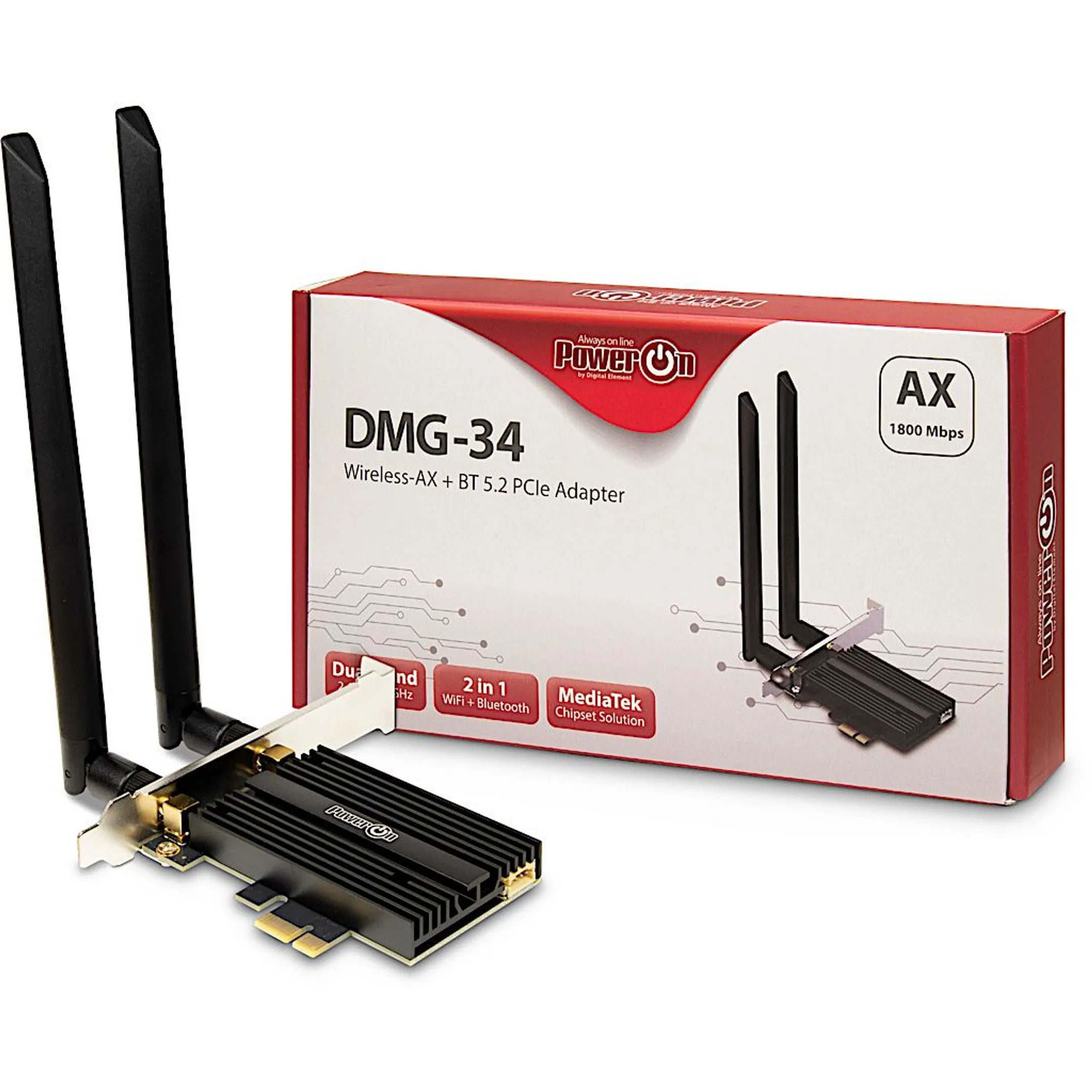 Inter-Tech Wi-Fi 6 + Bluetooth 5.2 PCI-E DMG-34 adapter image