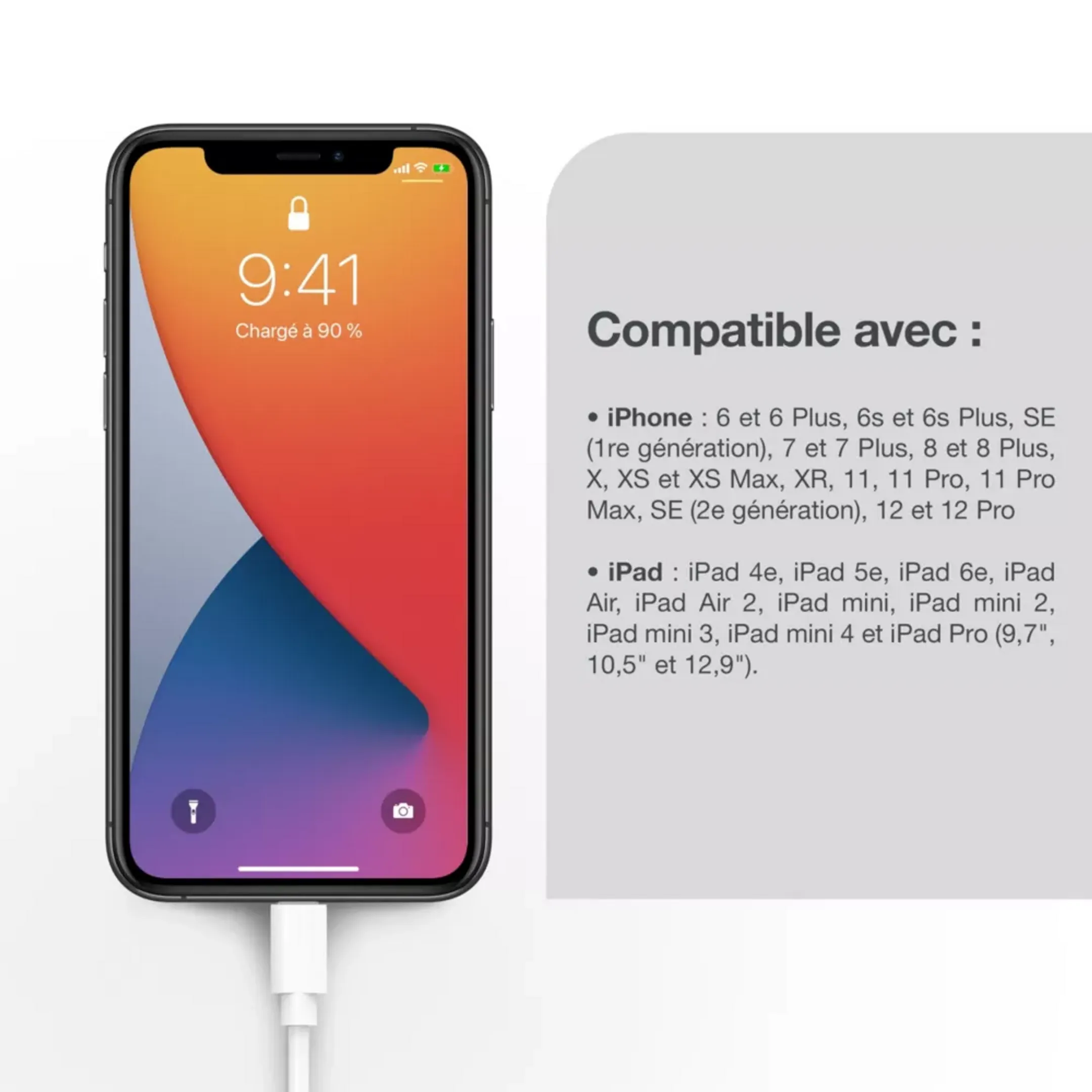 ESSENTIEL-B Câble Lightning vers USB-A Certifié Apple - 2m - Blanc image