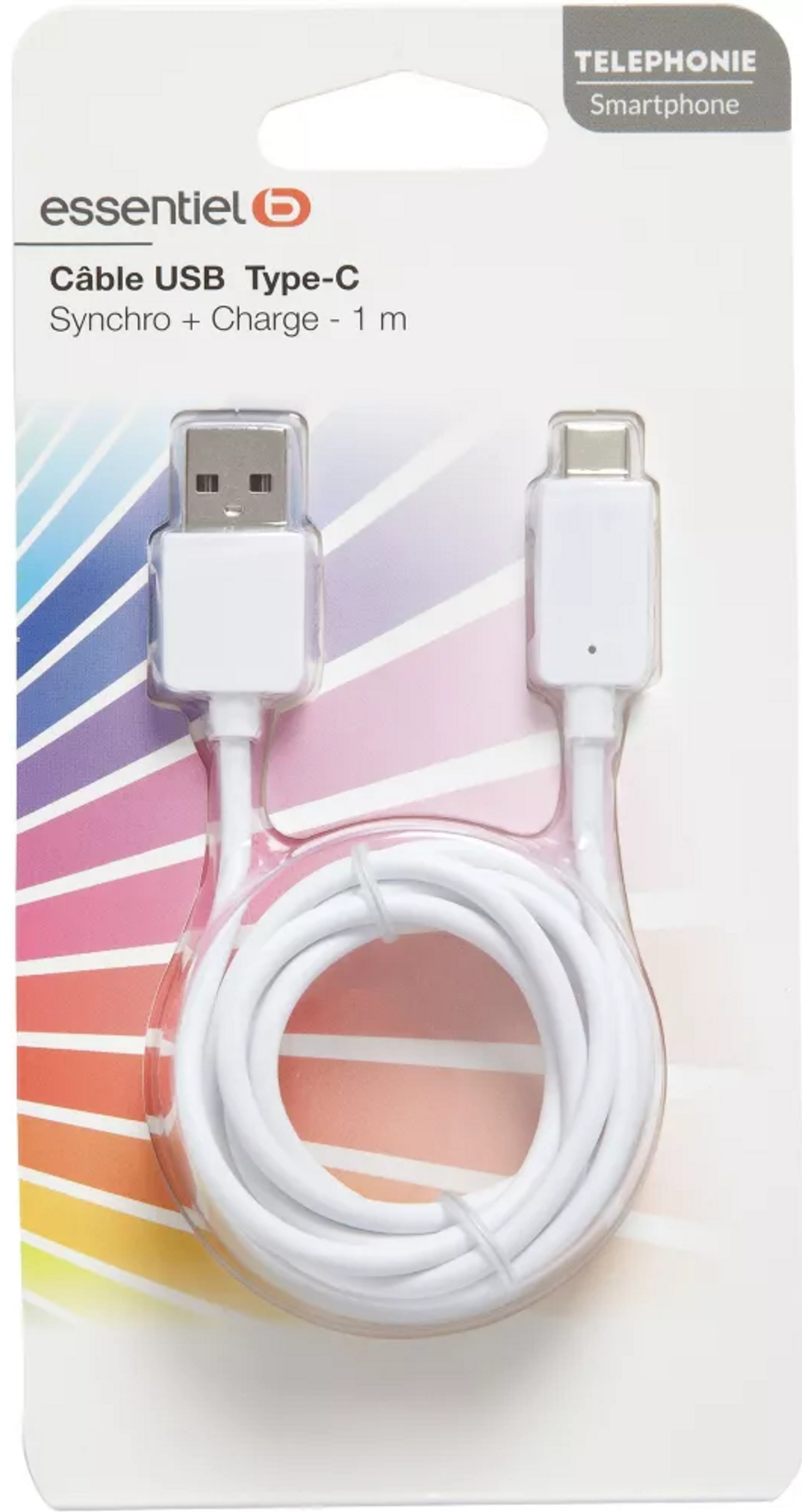 ESSENTIEL-B USB-A to USB-C cable - 1m - White image
