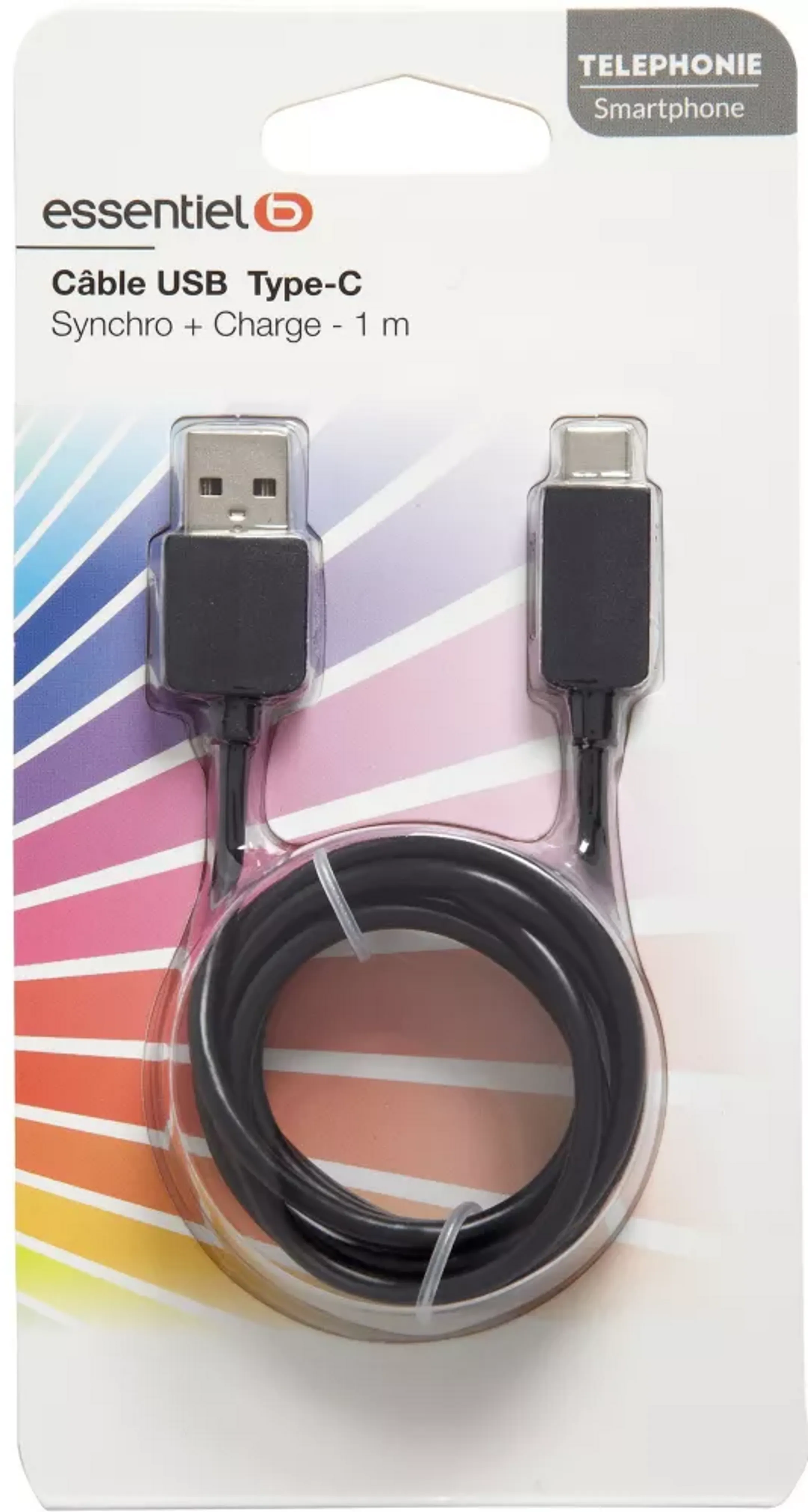 ESSENTIEL-B Cable USB-A vers USB-C - 1m - Noir image