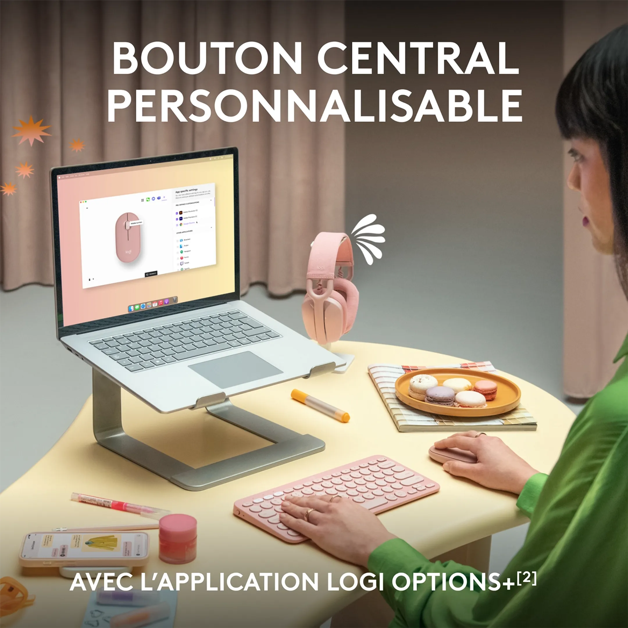 Logitech Souris sans Fil Bluetooth Pebble Mouse 2 M350s - Rose image