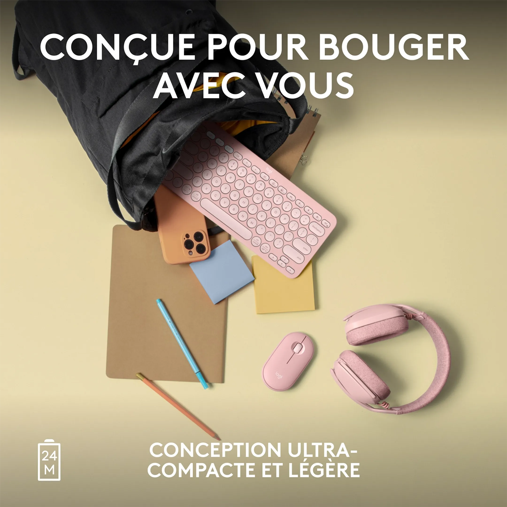 Logitech Souris sans Fil Bluetooth Pebble Mouse 2 M350s - Rose image