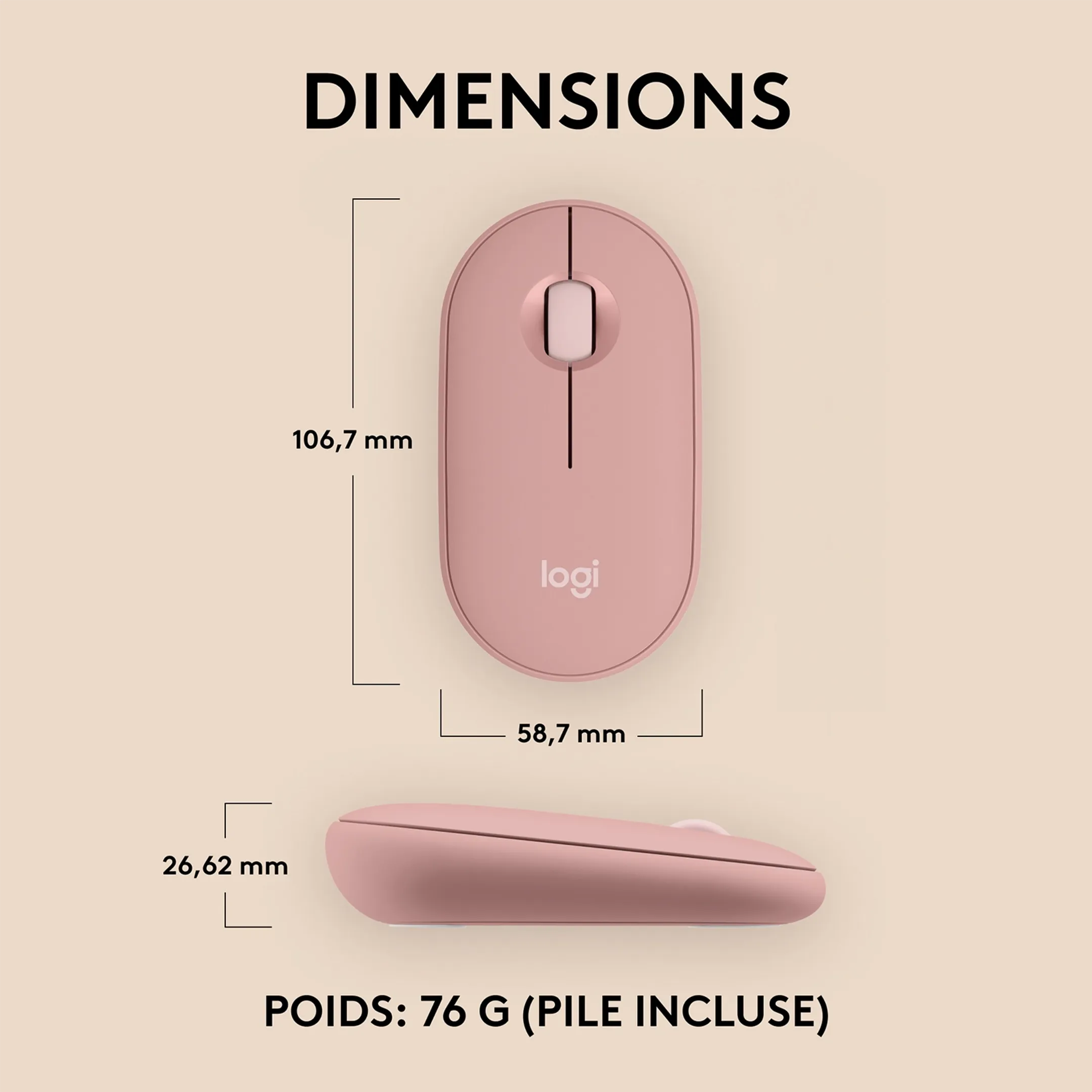 Logitech Souris sans Fil Bluetooth Pebble Mouse 2 M350s - Rose image