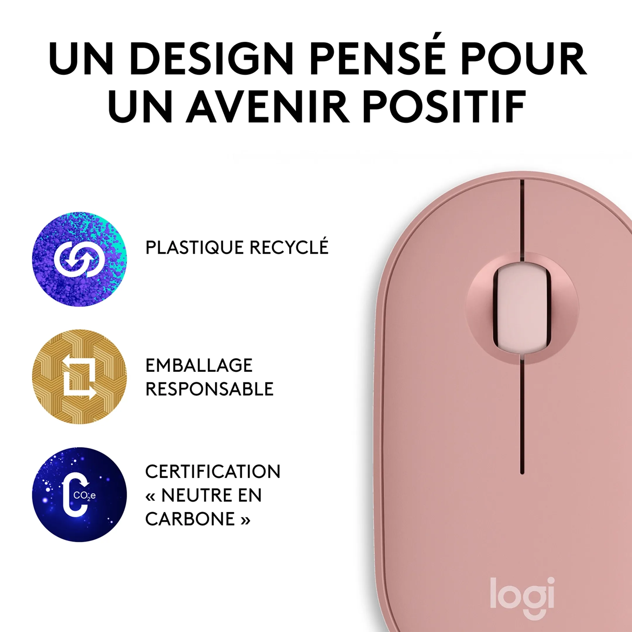 Logitech Souris sans Fil Bluetooth Pebble Mouse 2 M350s - Rose image