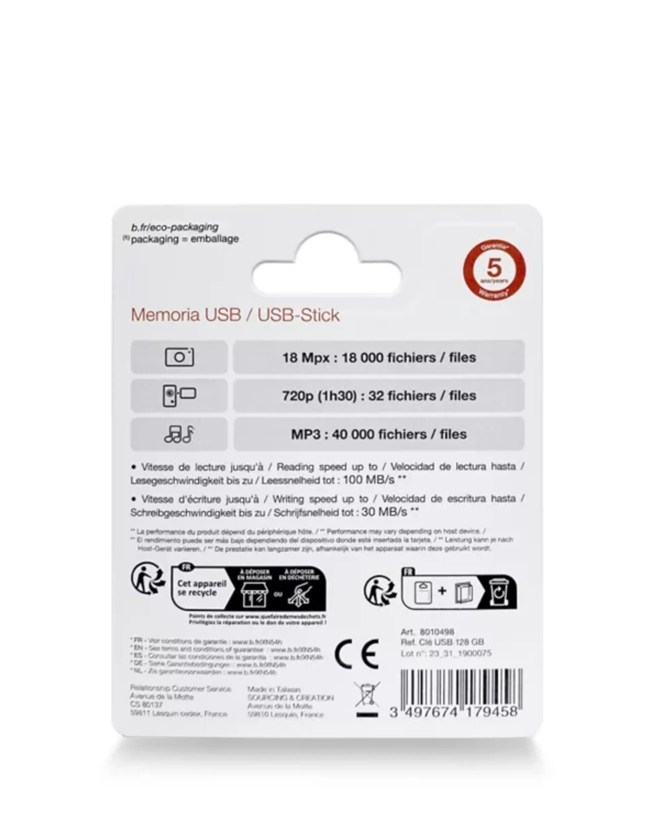 ESSENTIEL-B Clé USB 3.0 - 128Go - Rouge image