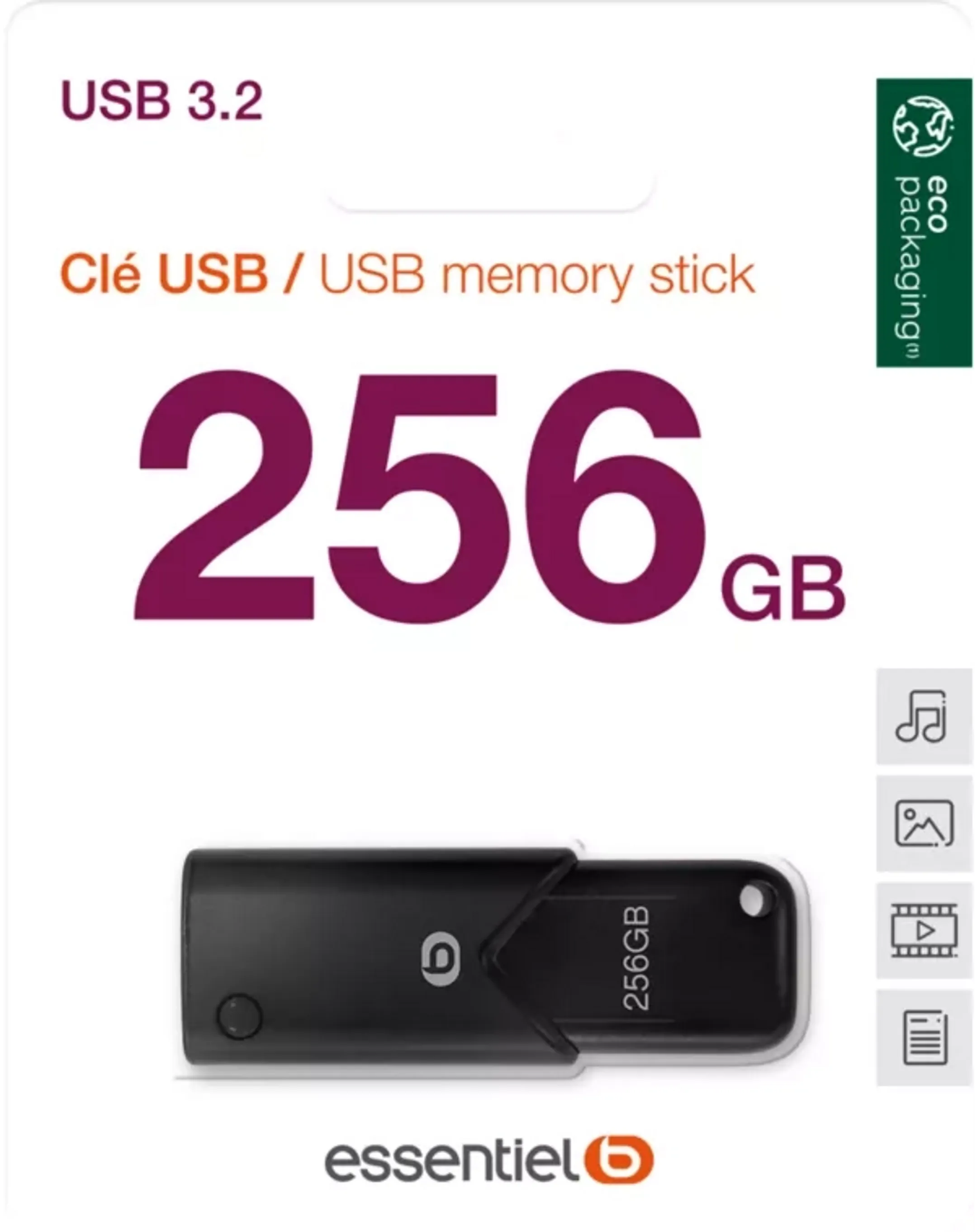 Clé USB-A 3.2 - 256Go - Noir