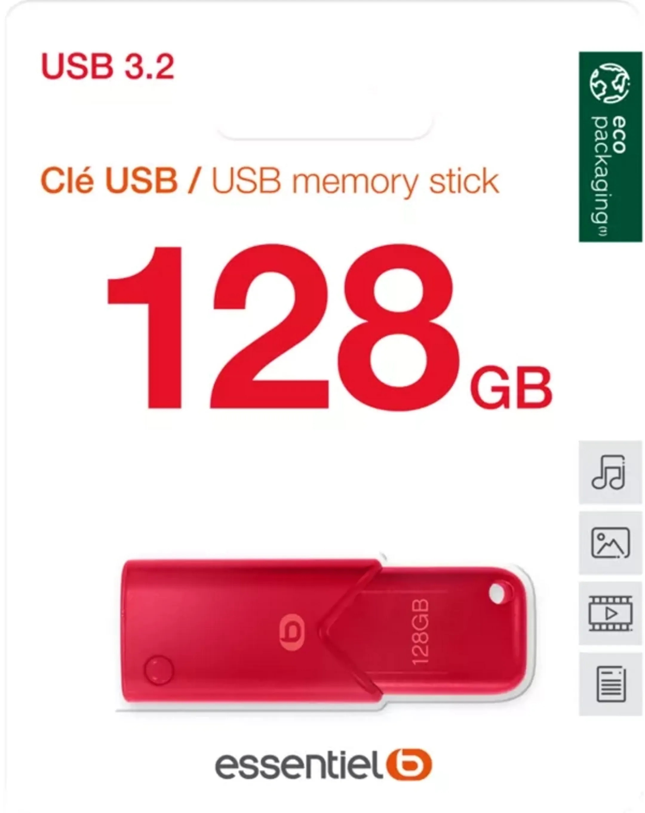 Clé USB 3.0 - 128Go - Rouge