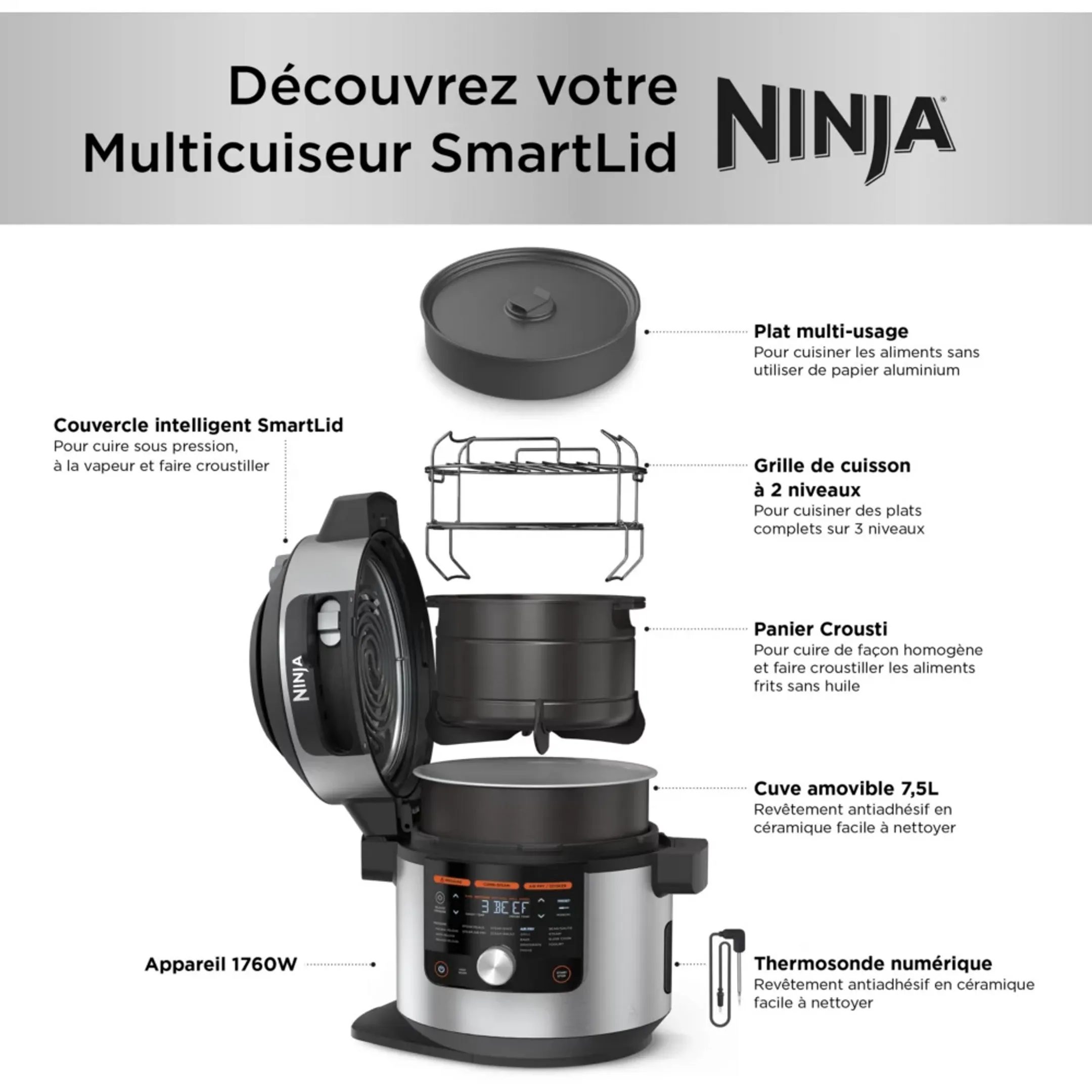 Ninja  Multicuiseur SmartLid 14-en-1 Foodi MAX OL750EU image