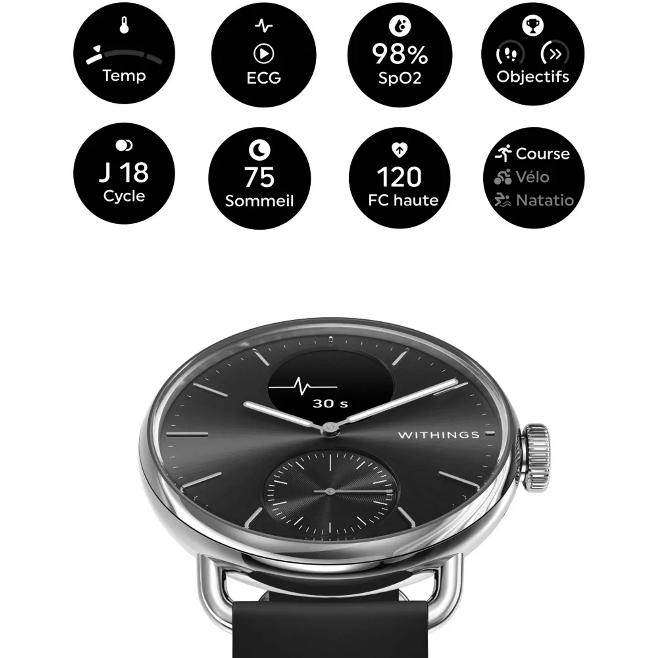 WITHINGS Smartwatch ScanWatch 2 - 38 mm - Black image