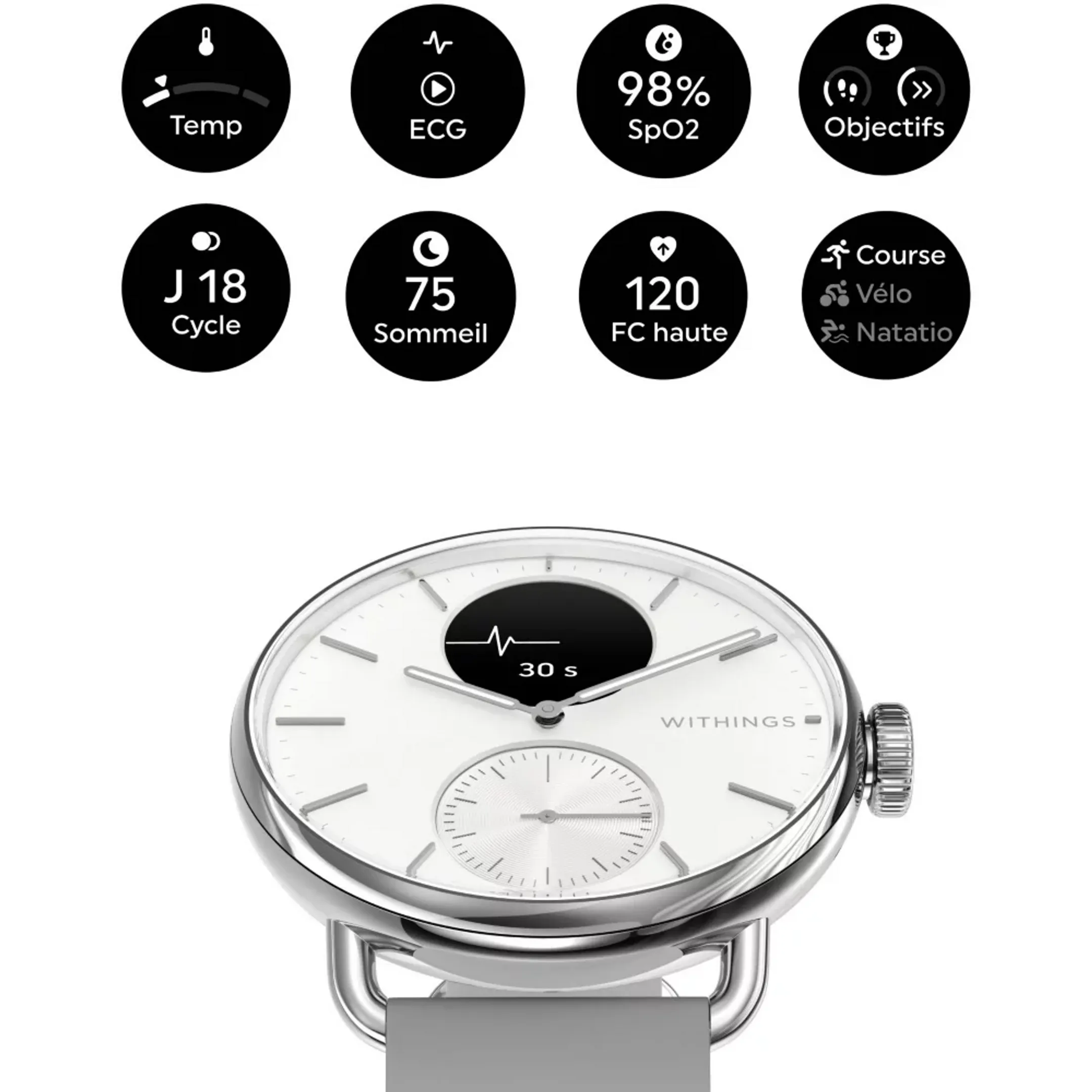 WITHINGS Smartwatch ScanWatch 2 - 38 mm - White image