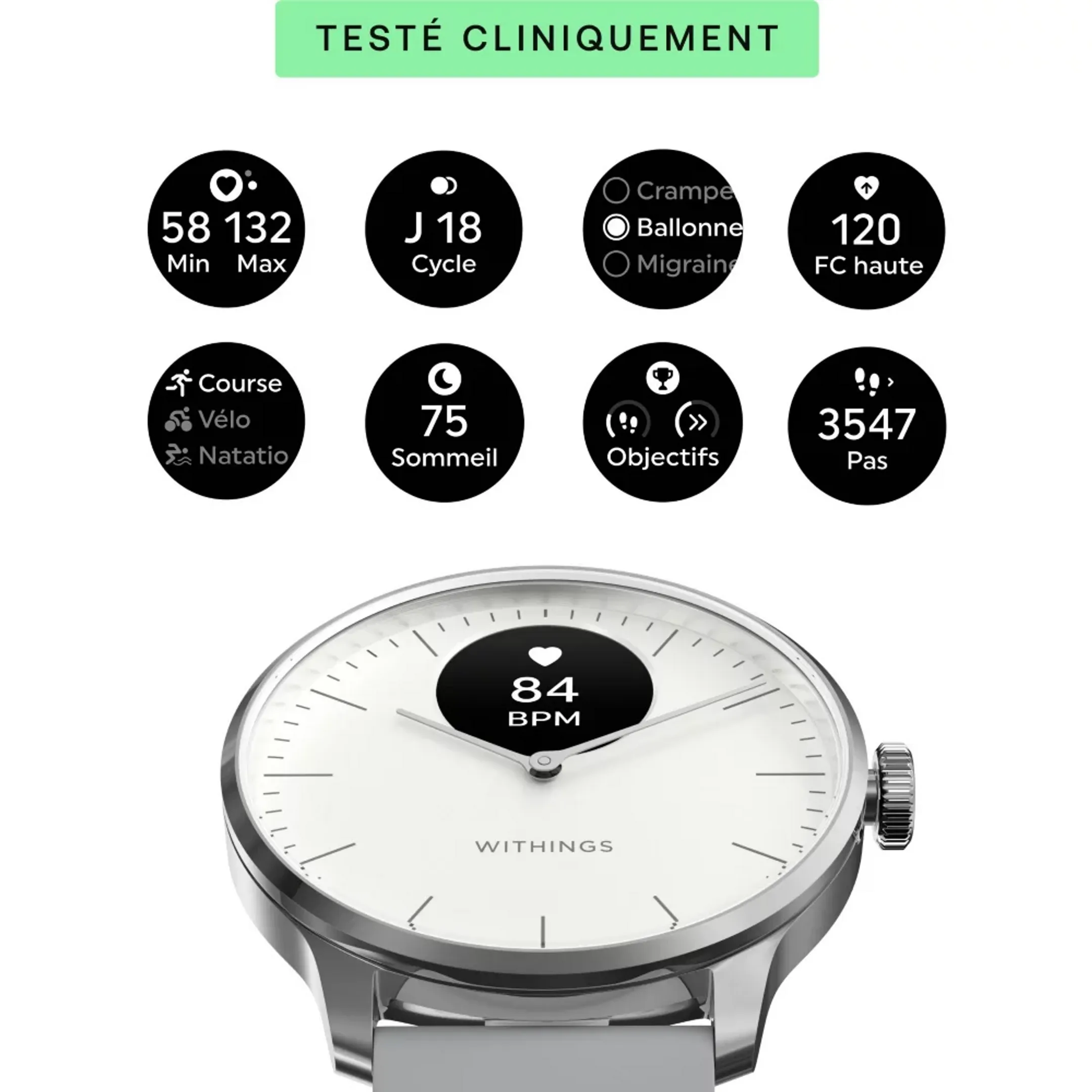 WITHINGS Smartwatch ScanWatch Light - 37 mm - Weiss image
