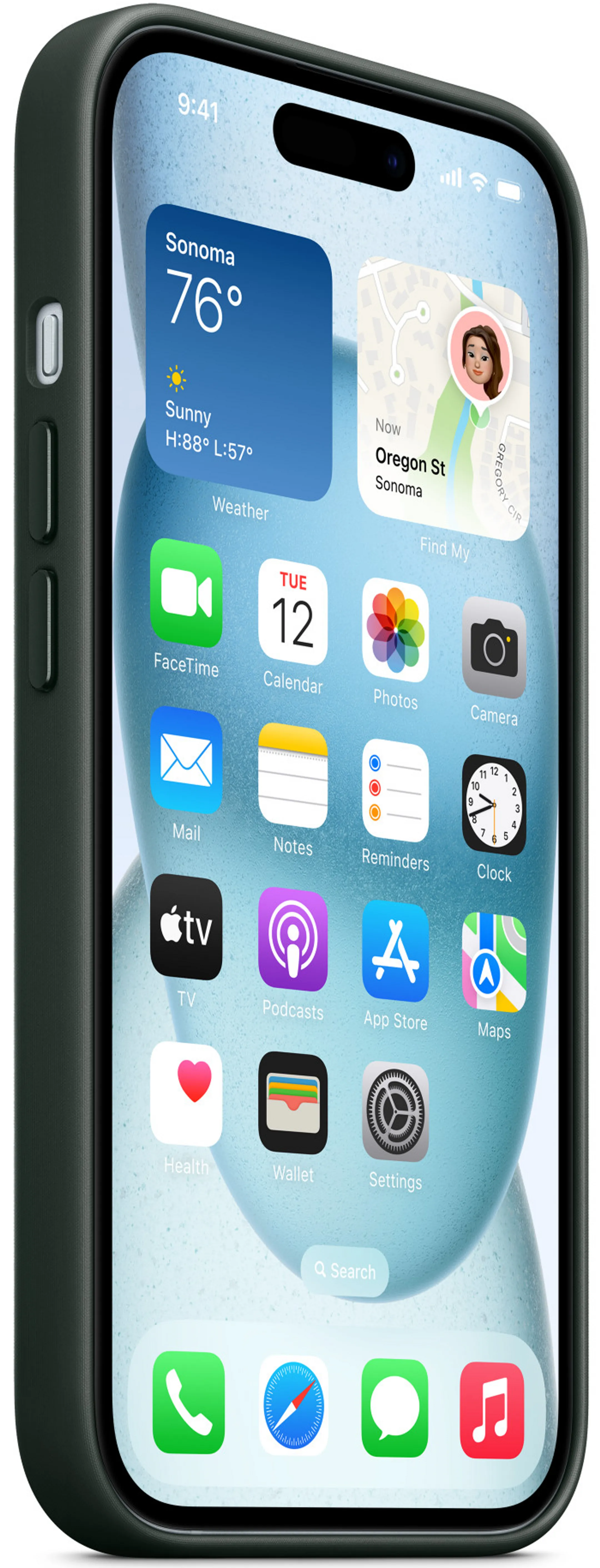 Apple Coque en tissage fin avec MagSafe pour iPhone 15 - Chêne vert image