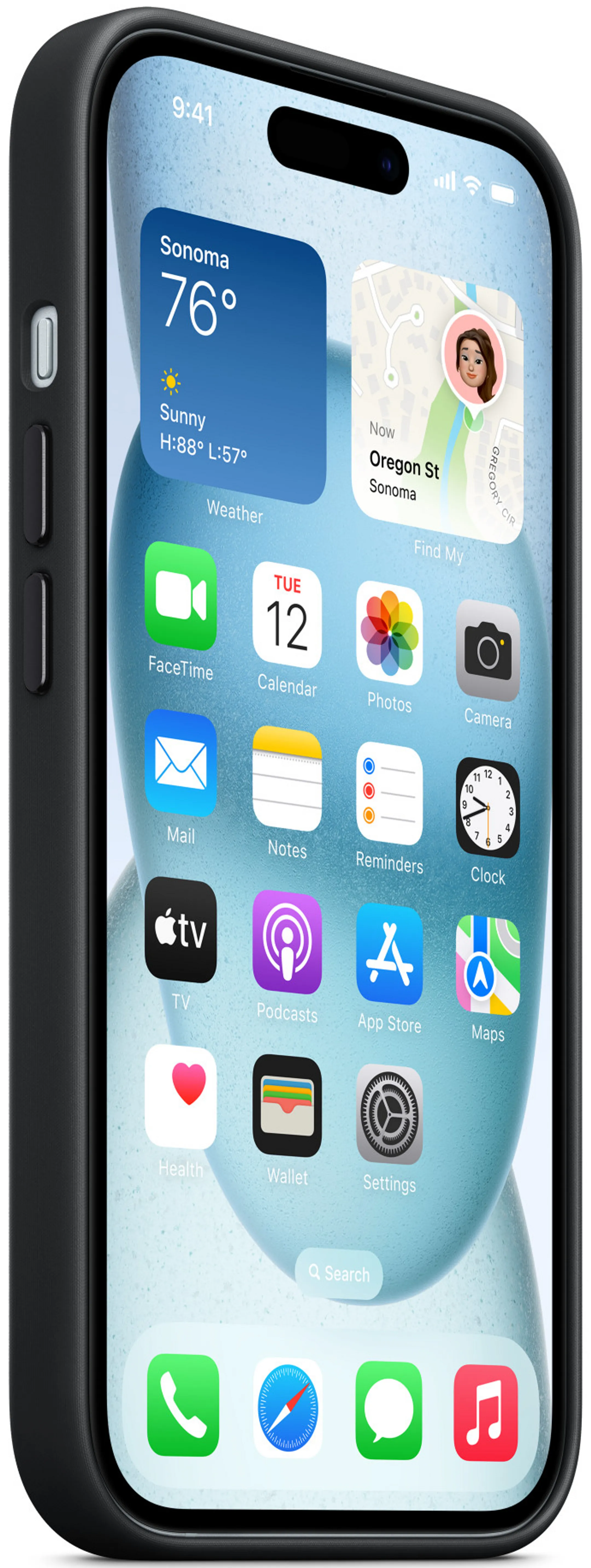 Apple Coque en tissage fin avec MagSafe pour iPhone 15 - Noir image