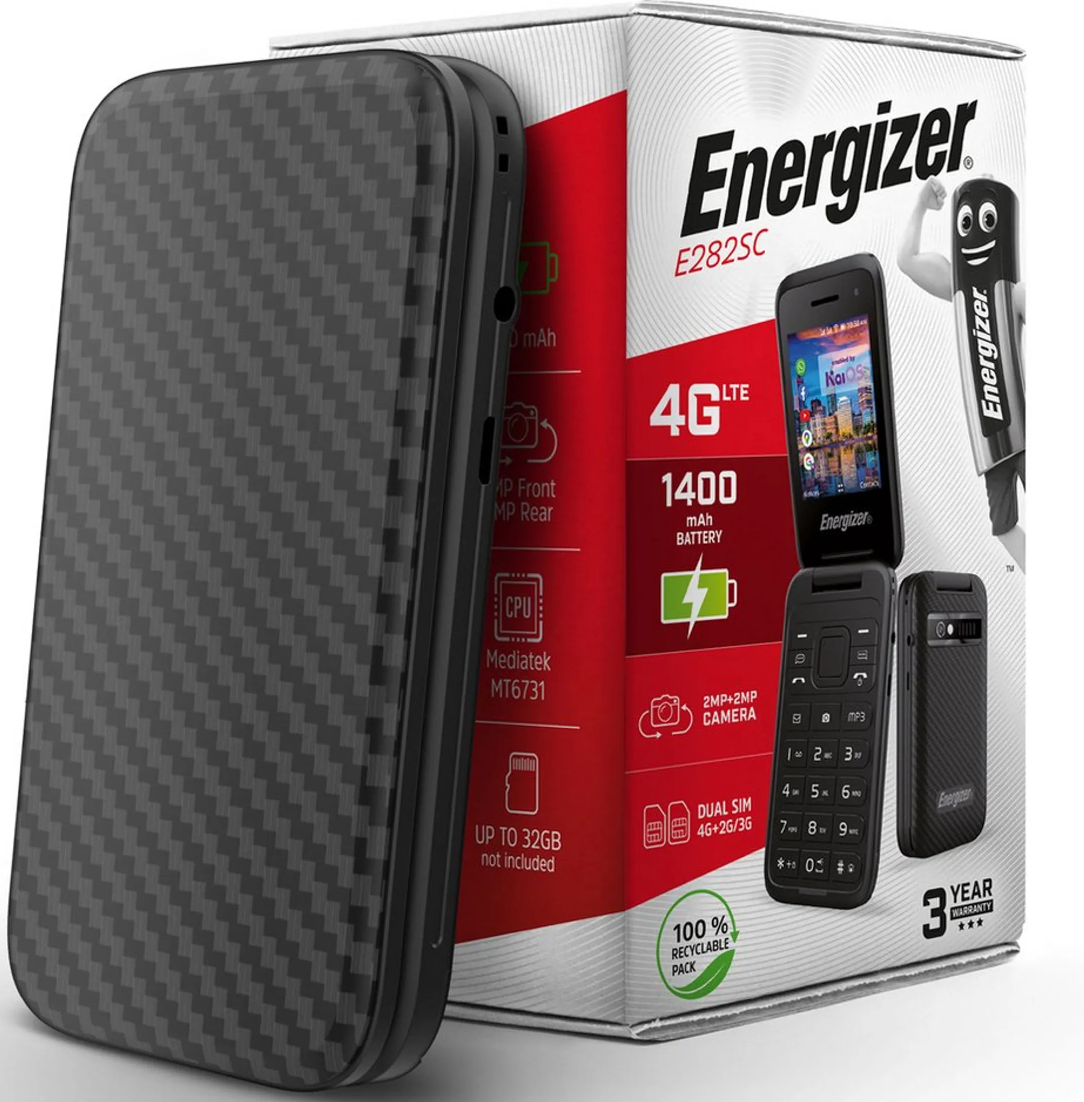 ENERGIZER Klapphandy E282SC - Schwarz image