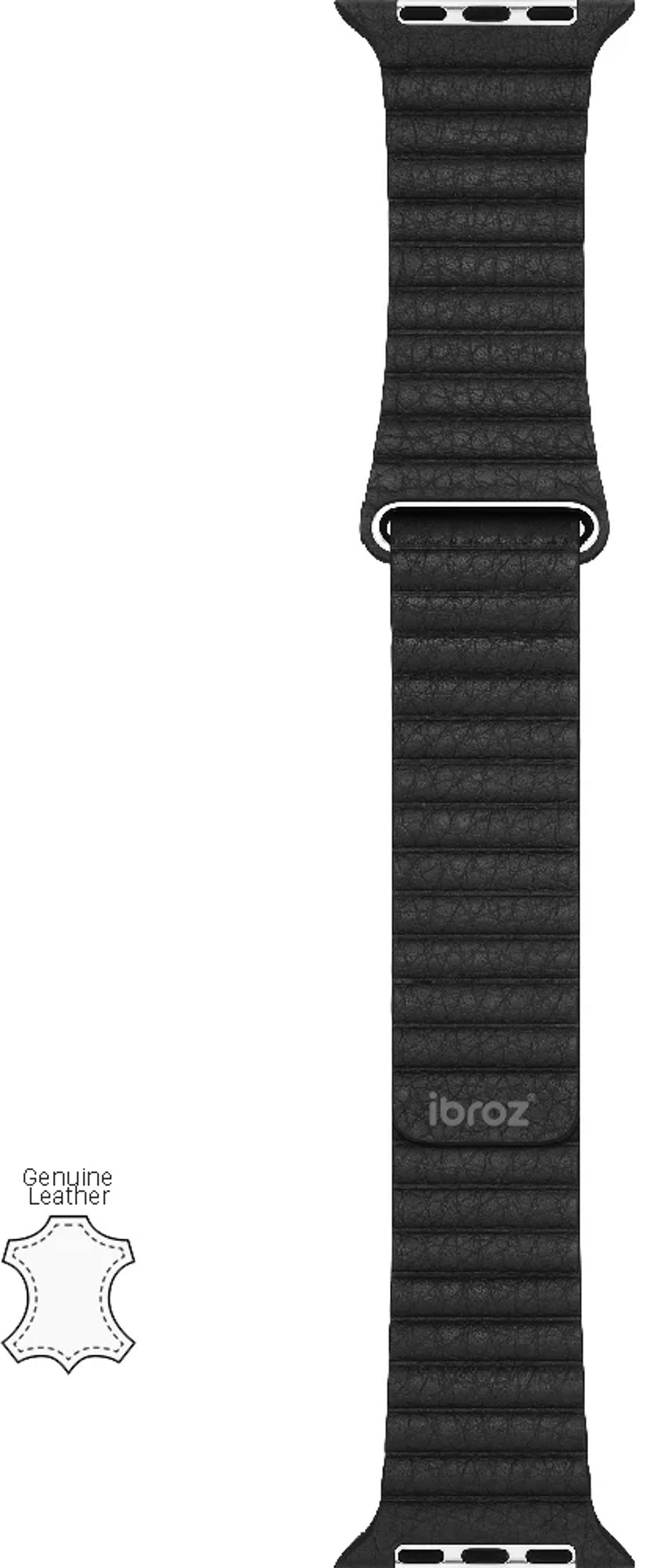 IBROZ Armband für Apple Watch 7, 6, SE, 5, 4 - 42/44/45mm - Leder - Schwarz image