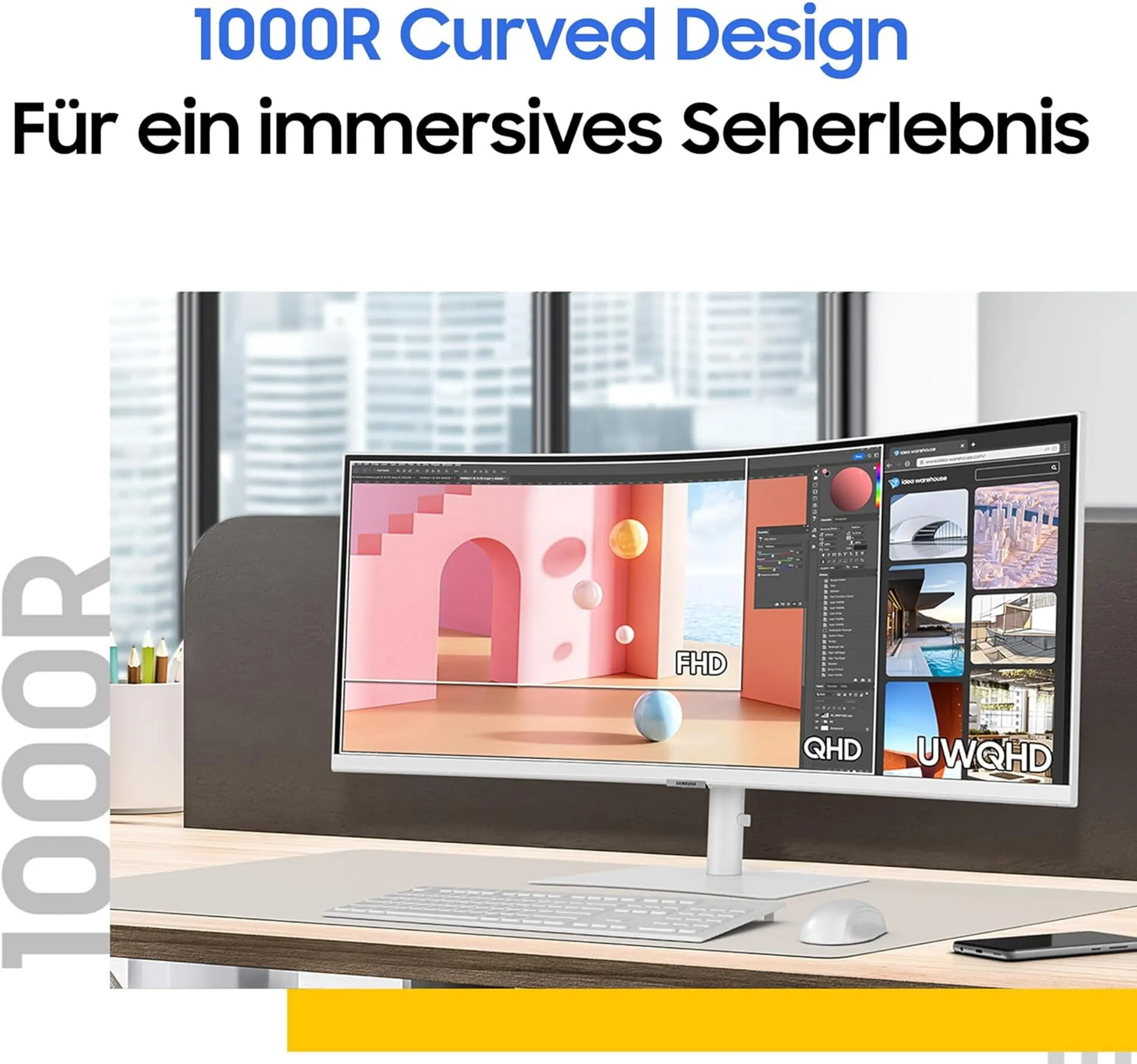 Samsung 34" PC-Monitor WHDQ ViewFinity S6 S65TC - Weiss image