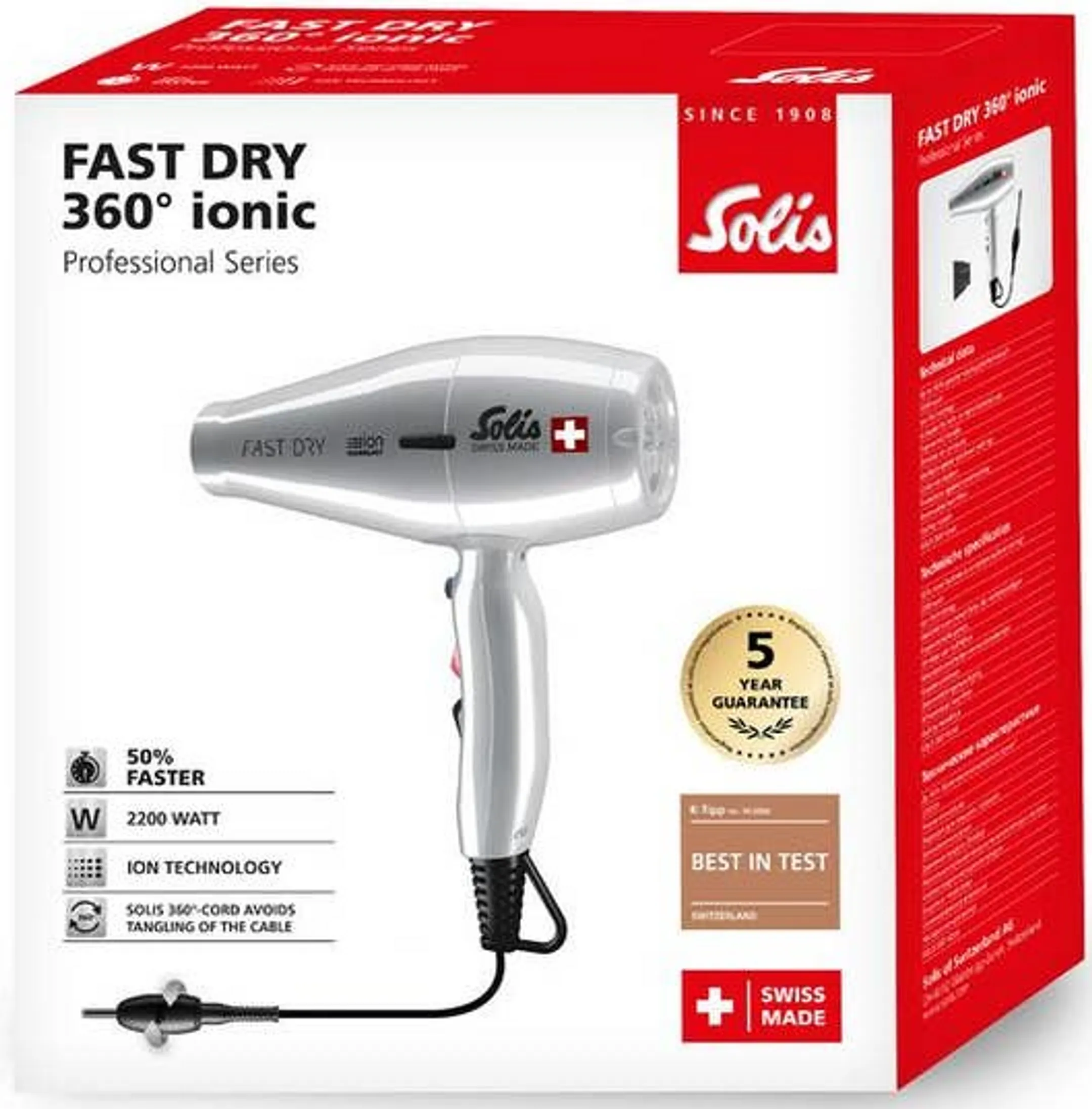 Solis Sèche-cheveux Fast Dry 360° Ionic - Argent image