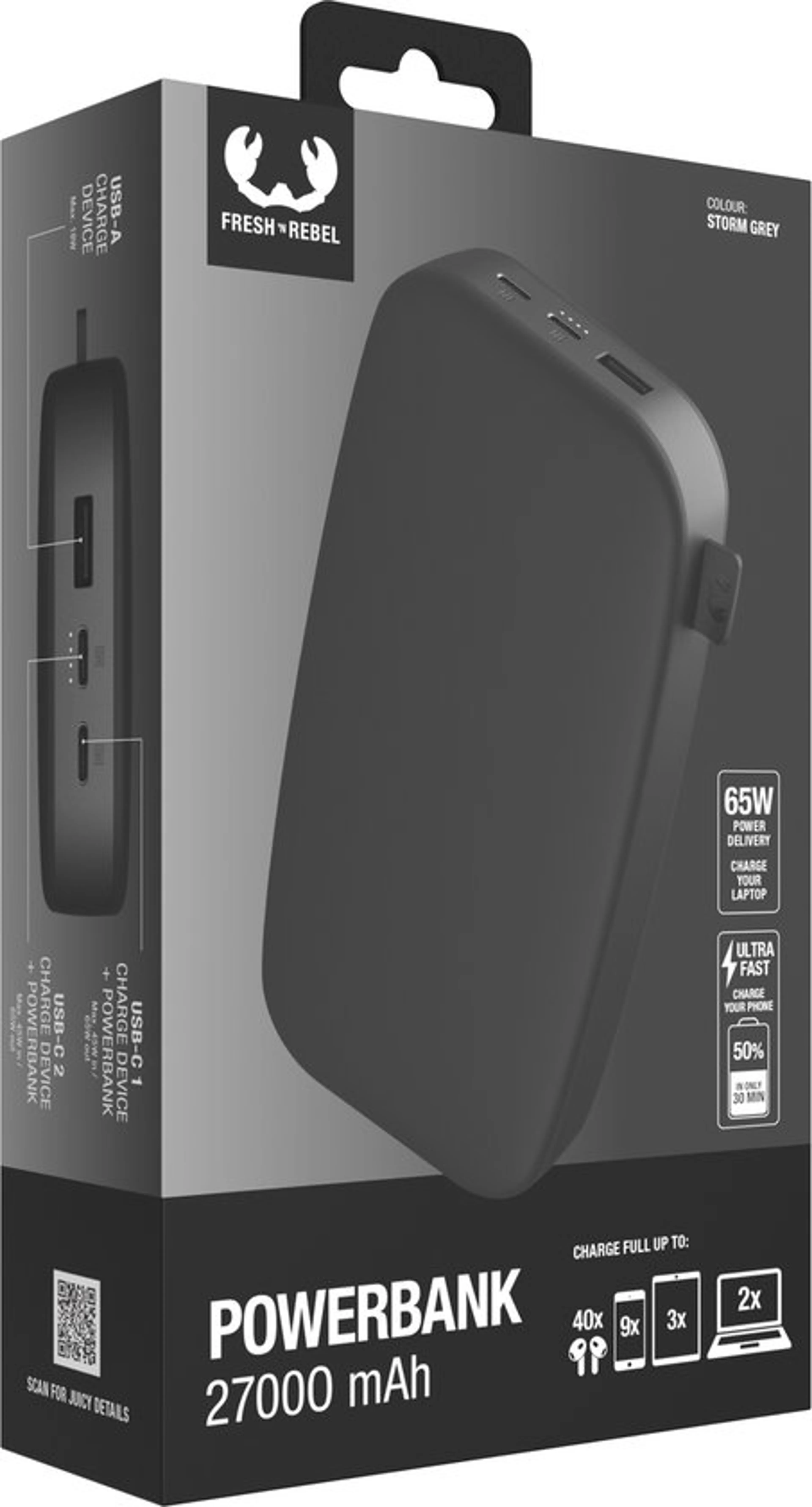 Fresh 'n Rebel 65W Power Delivery Powerbank - 27.000 mAh - Schwarz image