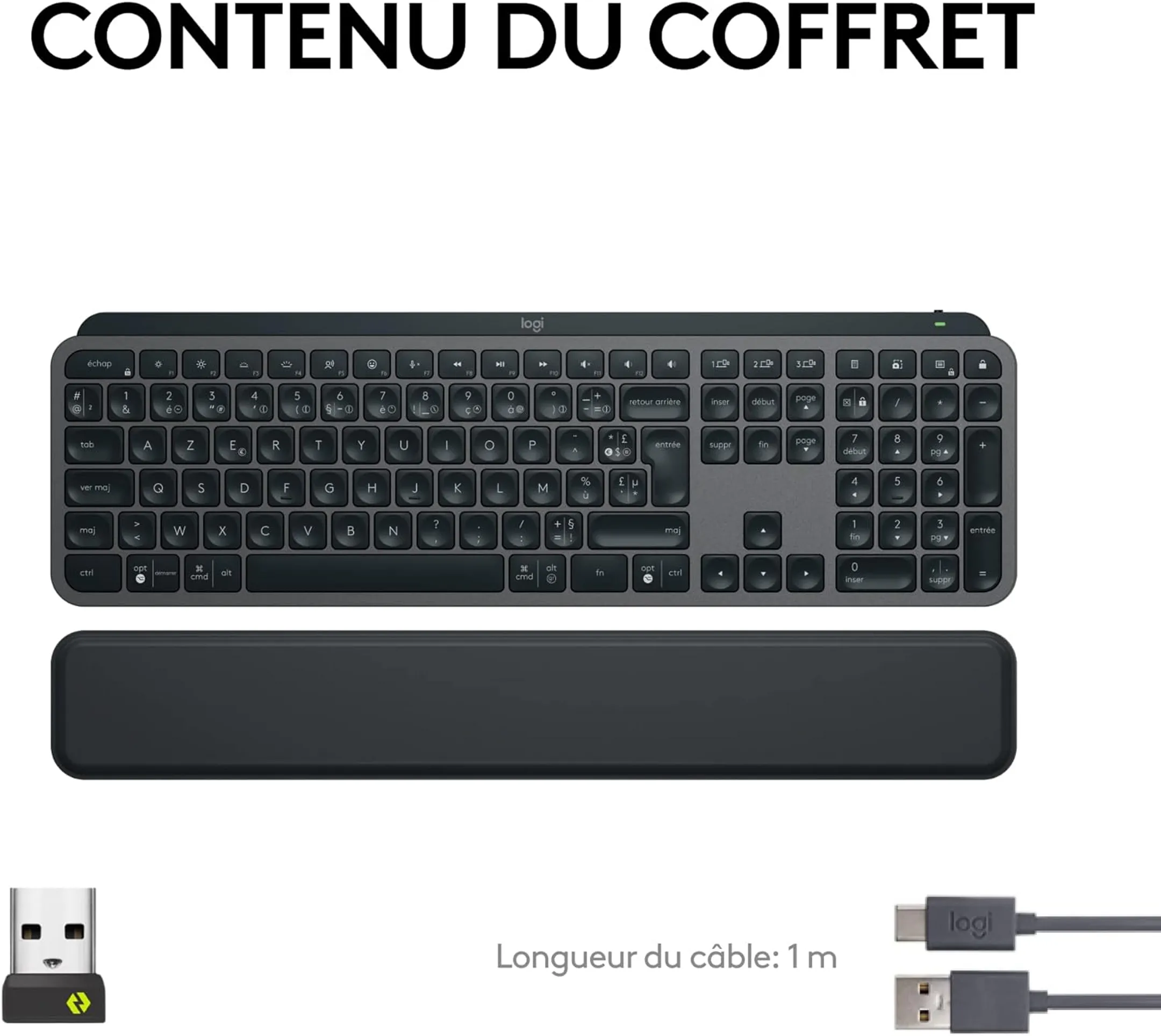 Logitech Clavier sans fil MX Keys S + MX Palm Rest - QWERTZ (SF) - Graphite image