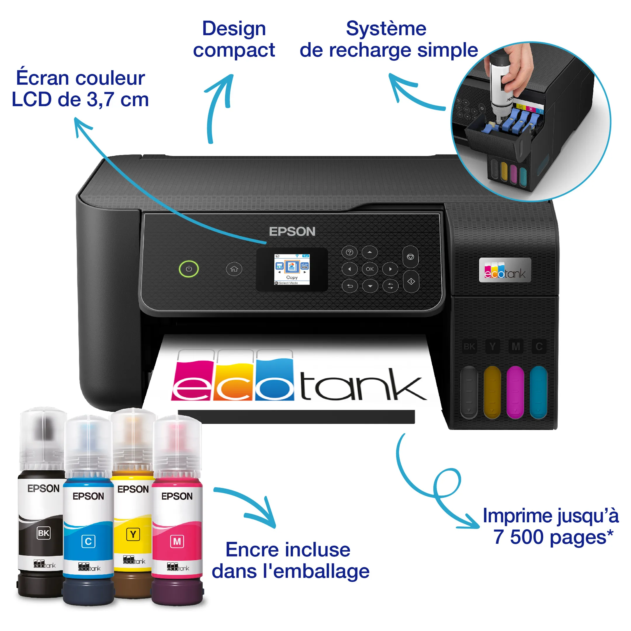 Epson Imprimante Multifonction Eco Tank ET-2875 - Noir image