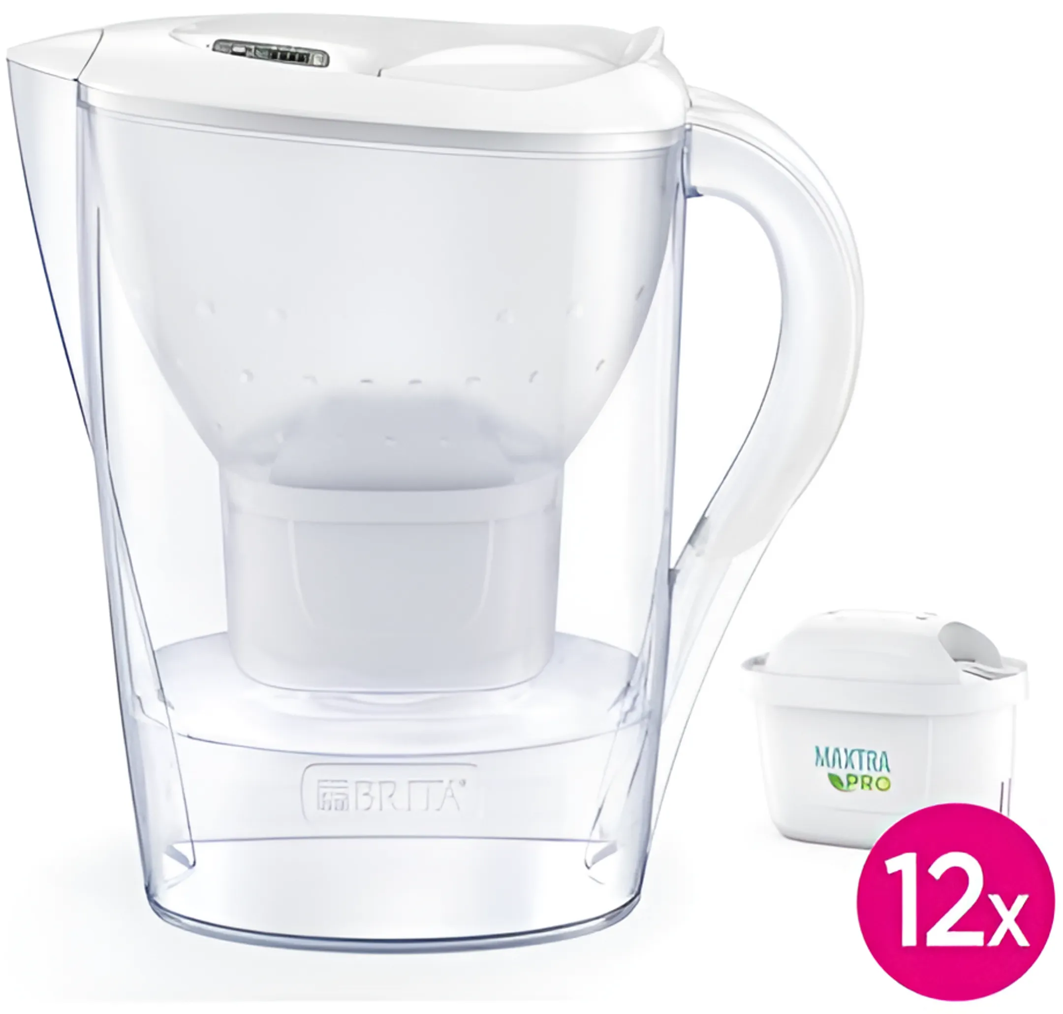 Carafe Filtrante Marella Cool White + 12 cartouches Maxtra Pro All-in-1
